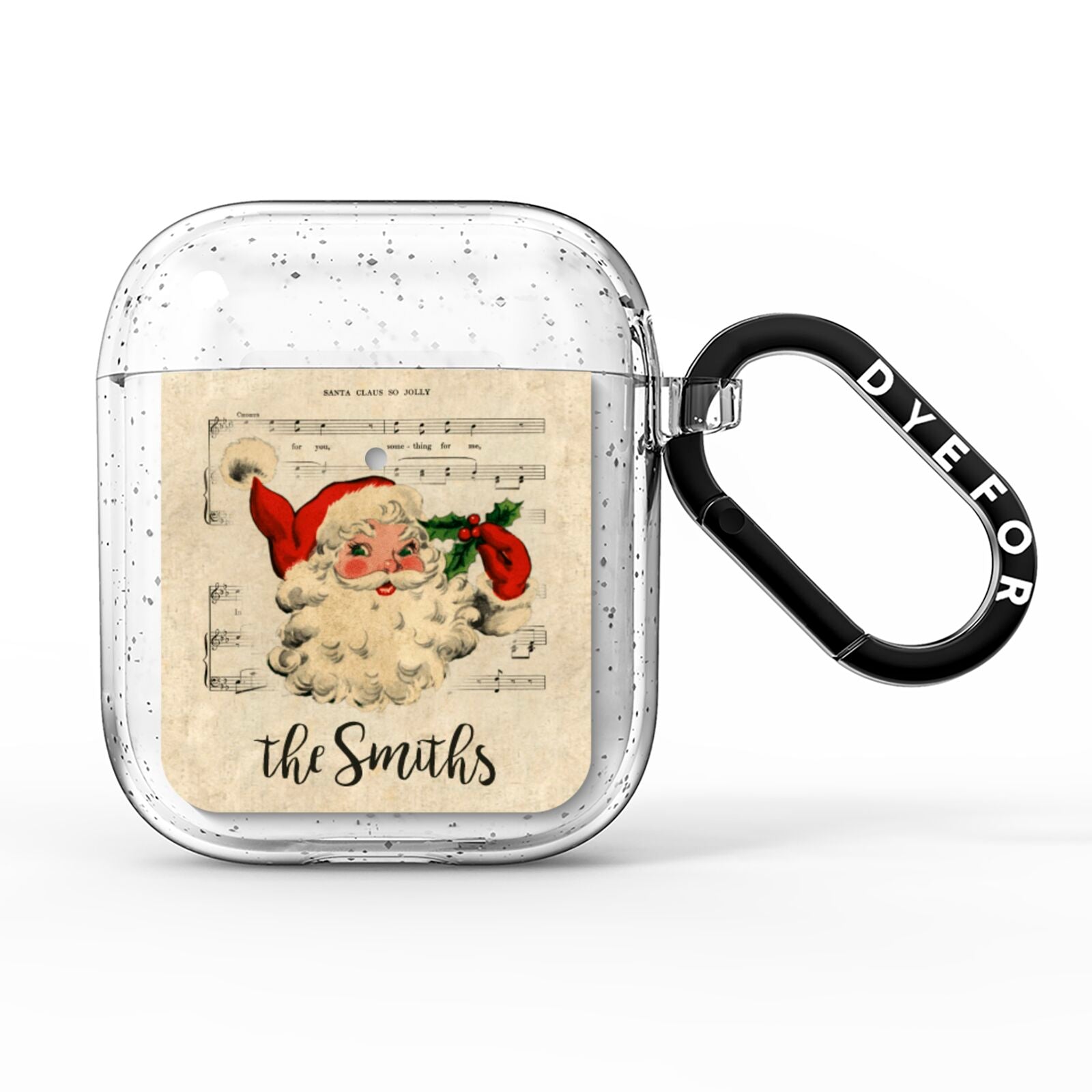Personalised Vintage Christmas AirPods Glitter Case