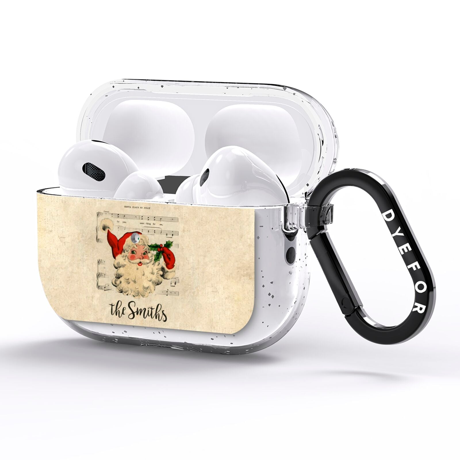 Personalised Vintage Christmas AirPods Pro Glitter Case Side Image