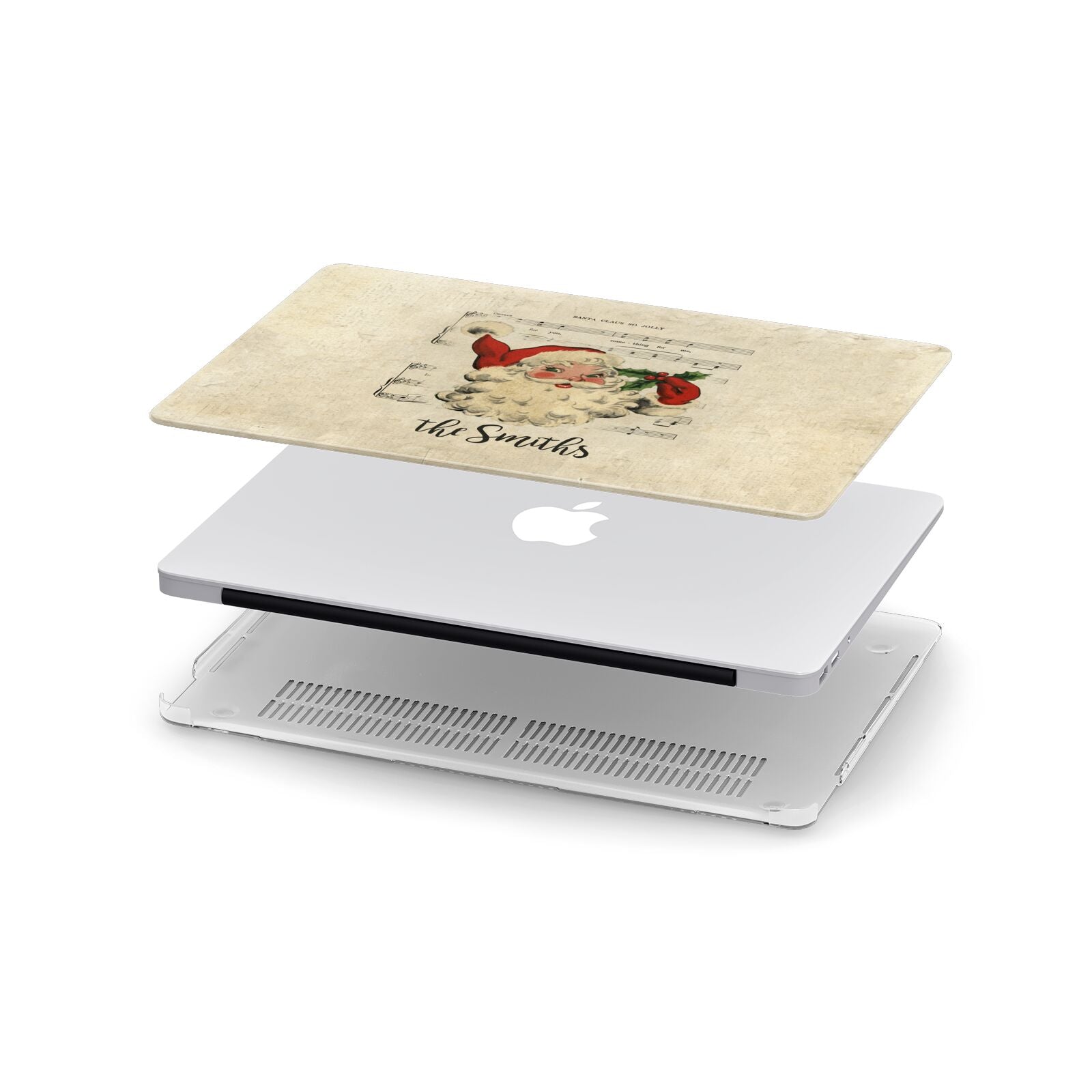 Personalised Vintage Christmas Apple MacBook Case in Detail