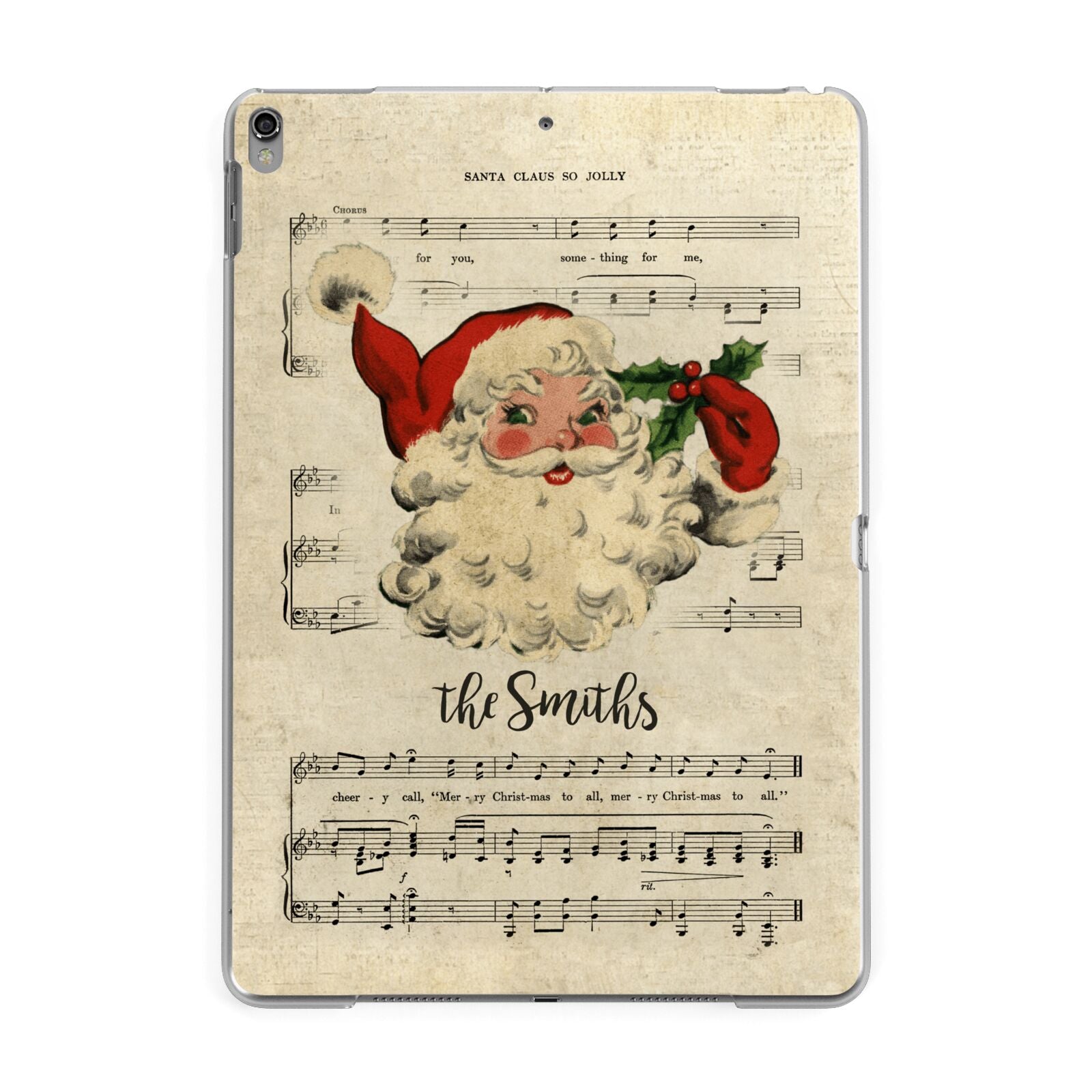 Personalised Vintage Christmas Apple iPad Grey Case