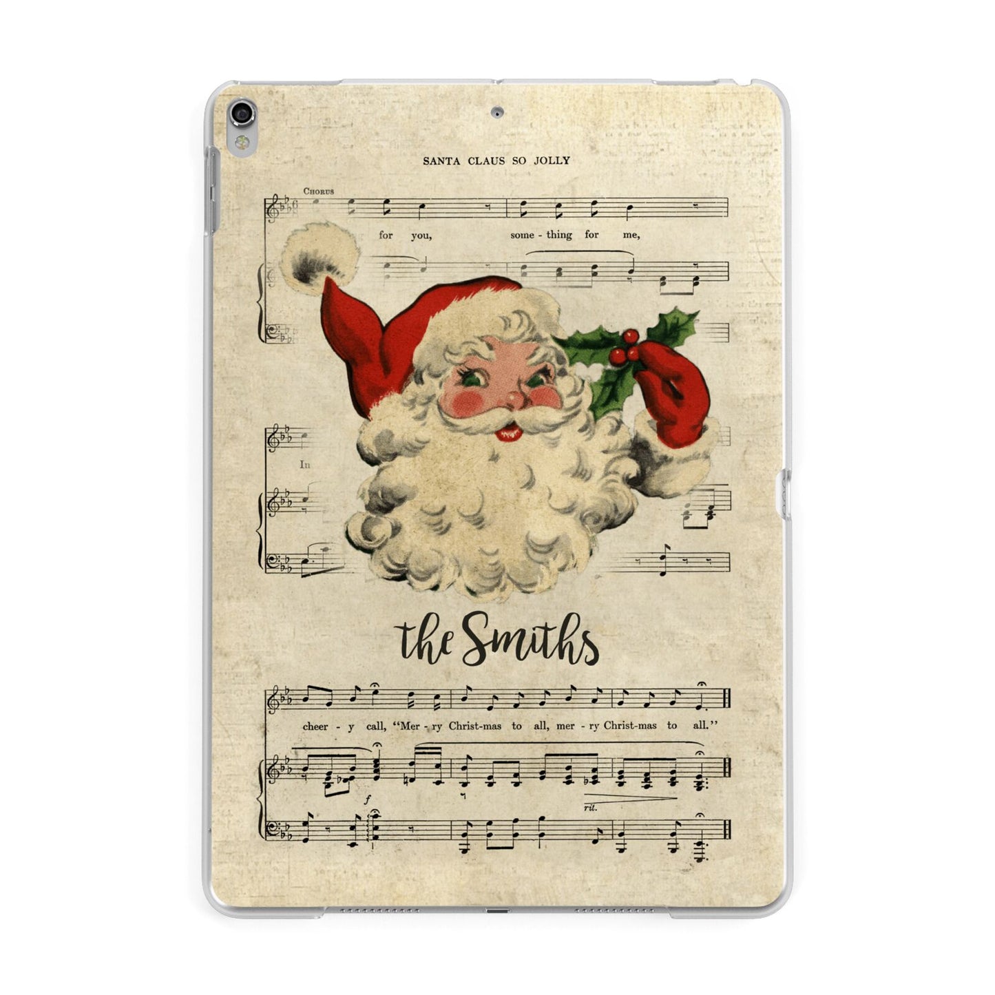 Personalised Vintage Christmas Apple iPad Silver Case
