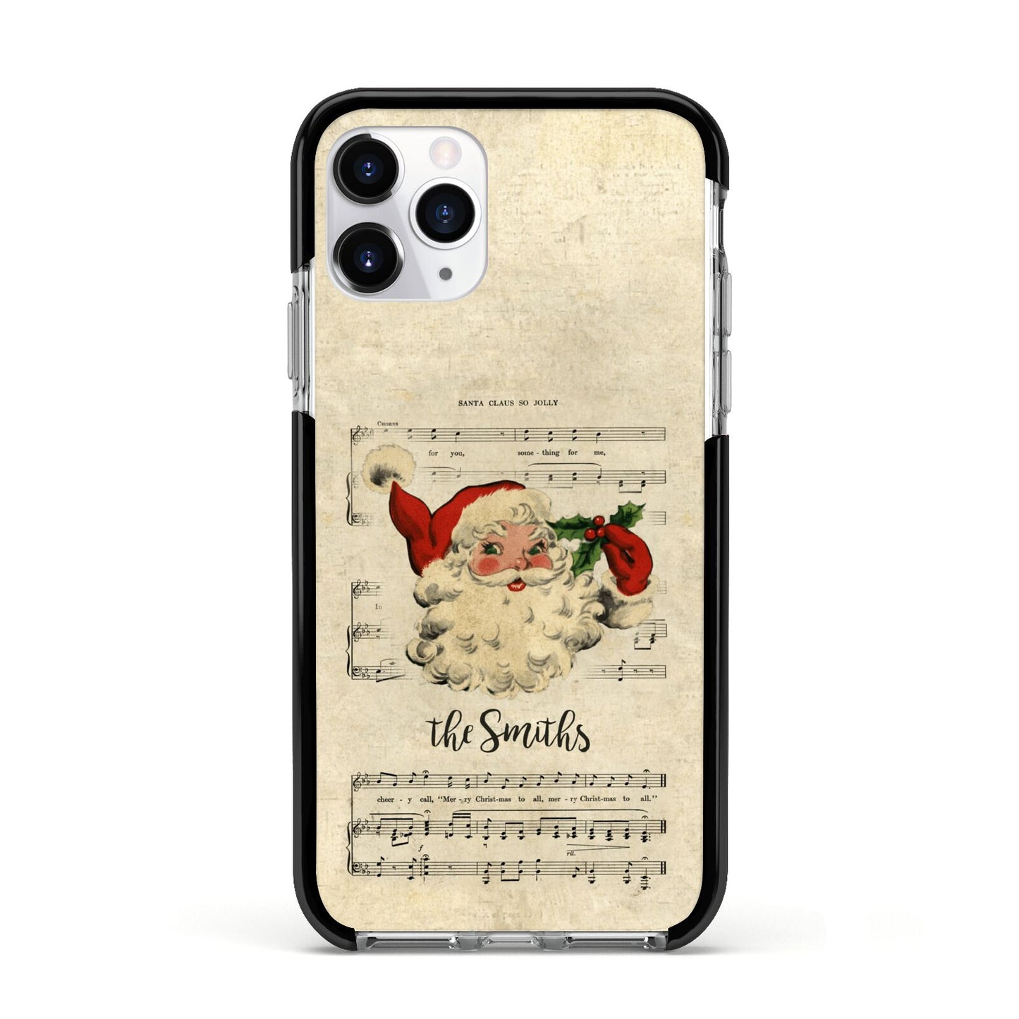 Personalised Vintage Christmas Apple iPhone 11 Pro in Silver with Black Impact Case