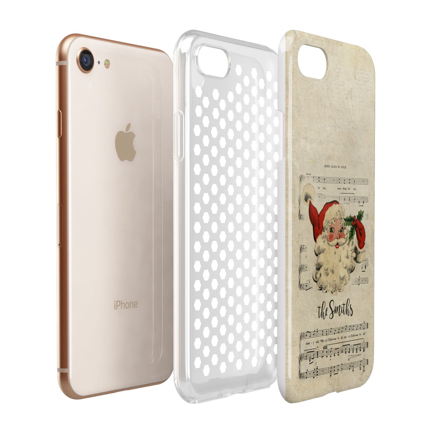 Personalised Vintage Christmas Apple iPhone 7 8 3D Tough Case Expanded View