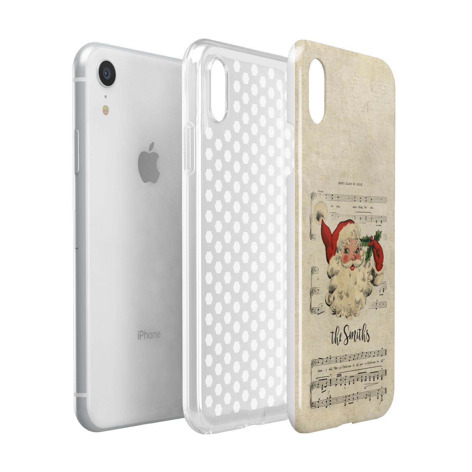 Personalised Vintage Christmas Apple iPhone XR White 3D Tough Case Expanded view
