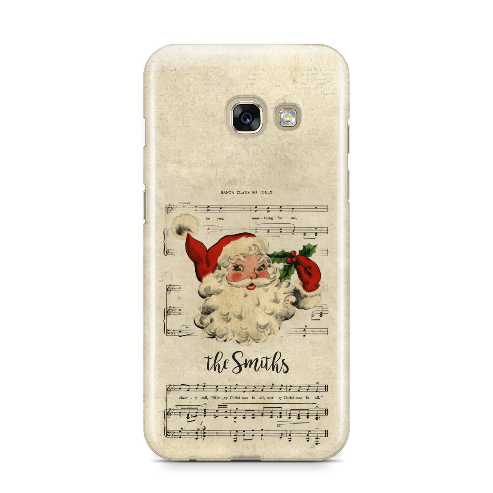 Personalised Vintage Christmas Samsung Galaxy A3 2017 Case on gold phone