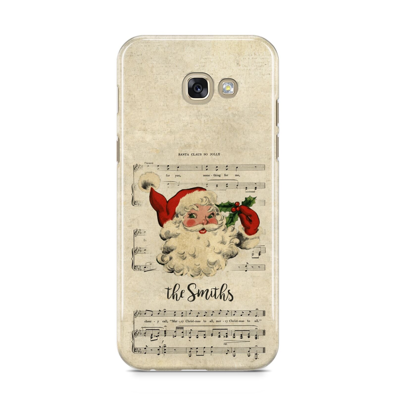 Personalised Vintage Christmas Samsung Galaxy A5 2017 Case on gold phone