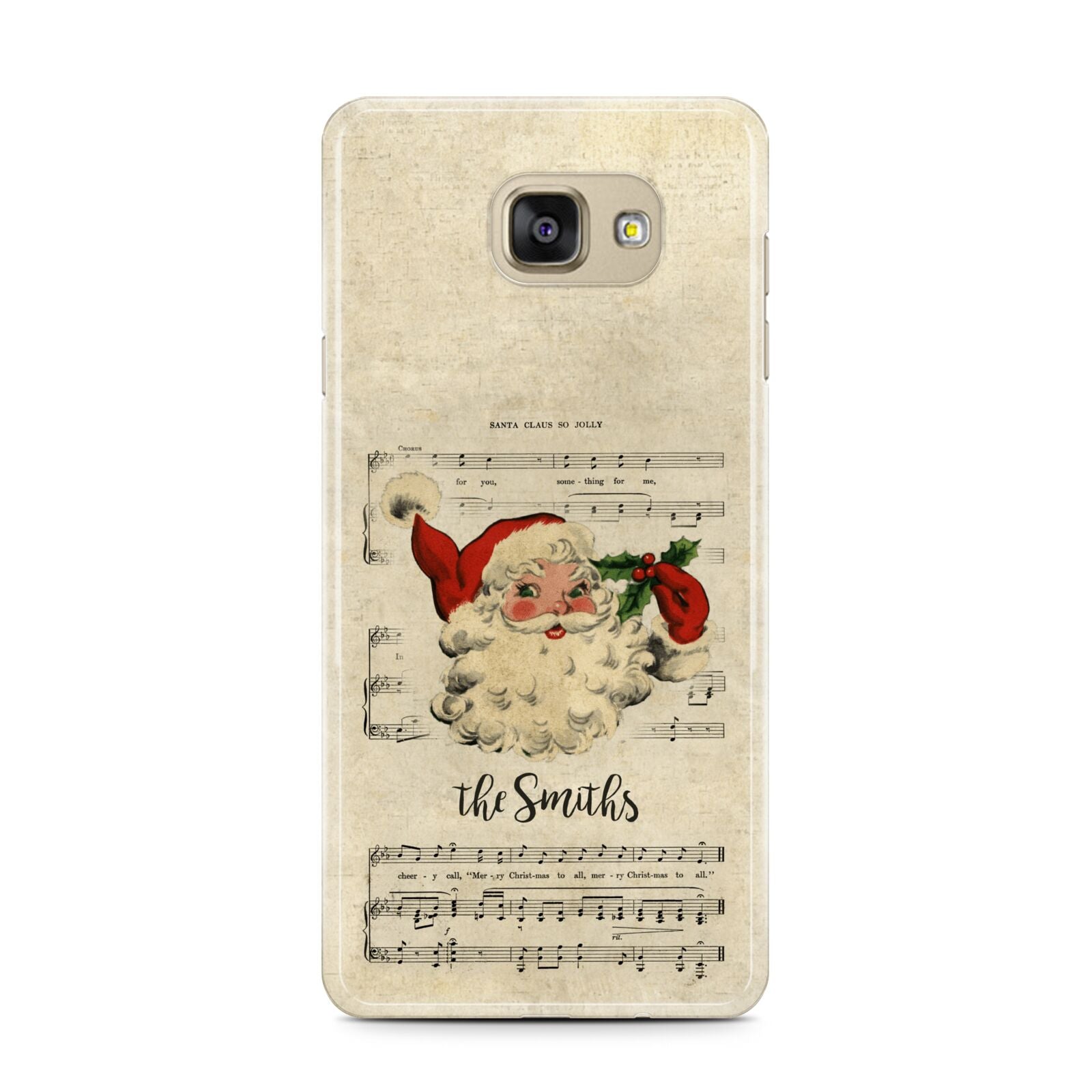 Personalised Vintage Christmas Samsung Galaxy A7 2016 Case on gold phone
