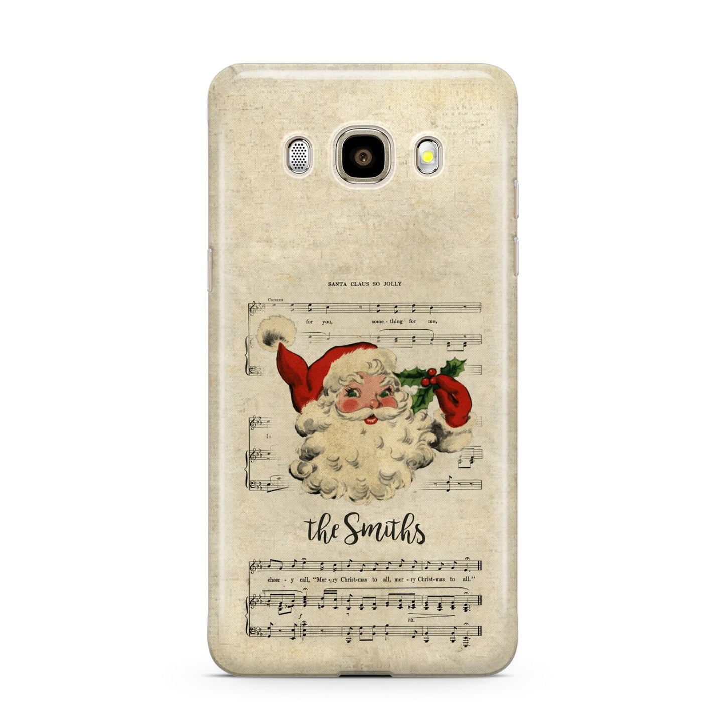 Personalised Vintage Christmas Samsung Galaxy J7 2016 Case on gold phone