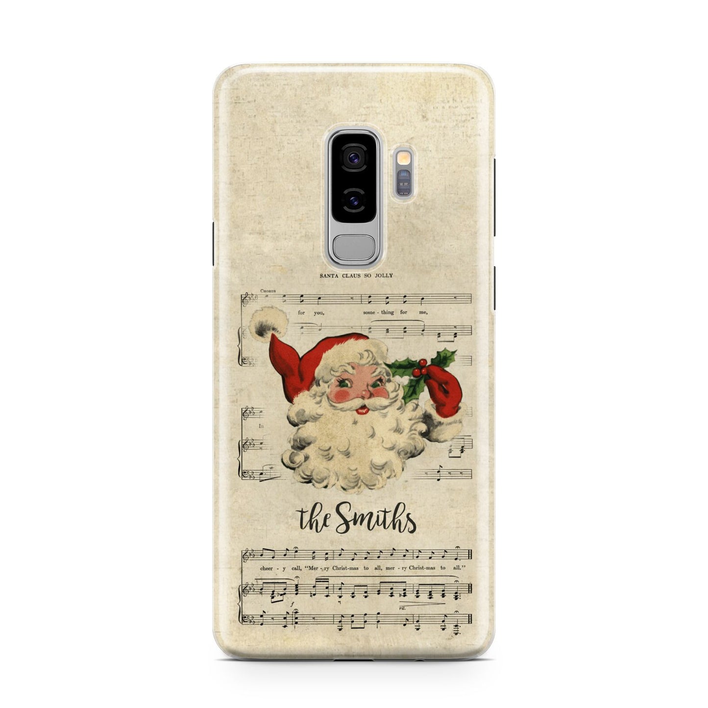 Personalised Vintage Christmas Samsung Galaxy S9 Plus Case on Silver phone