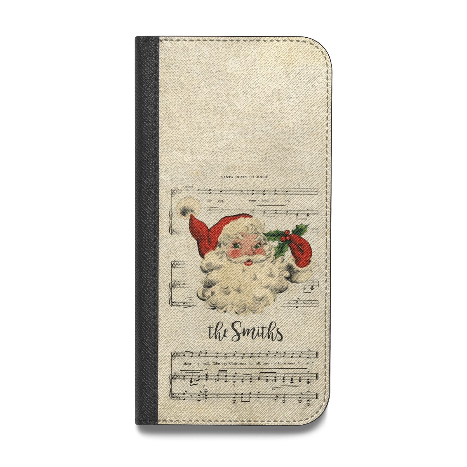 Personalised Vintage Christmas Vegan Leather Flip Samsung Case