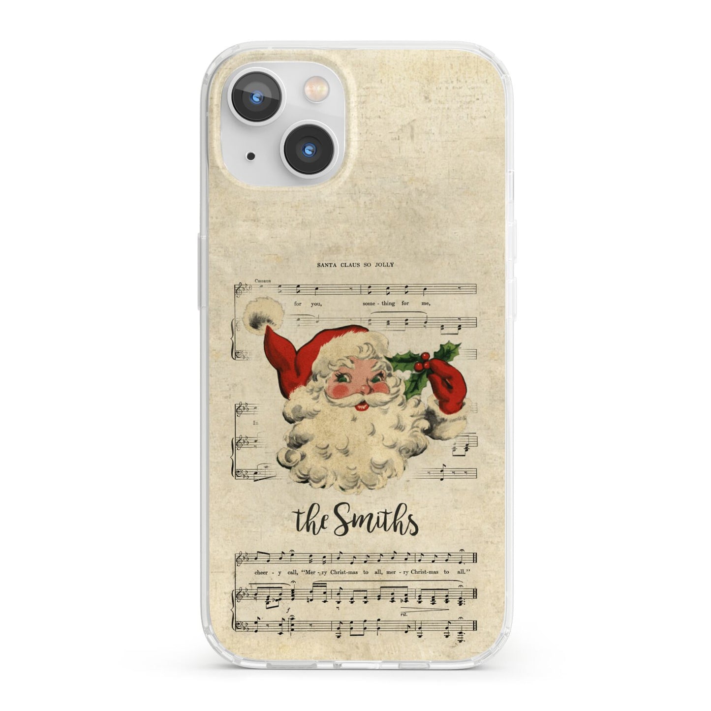 Personalised Vintage Christmas iPhone 13 Clear Bumper Case