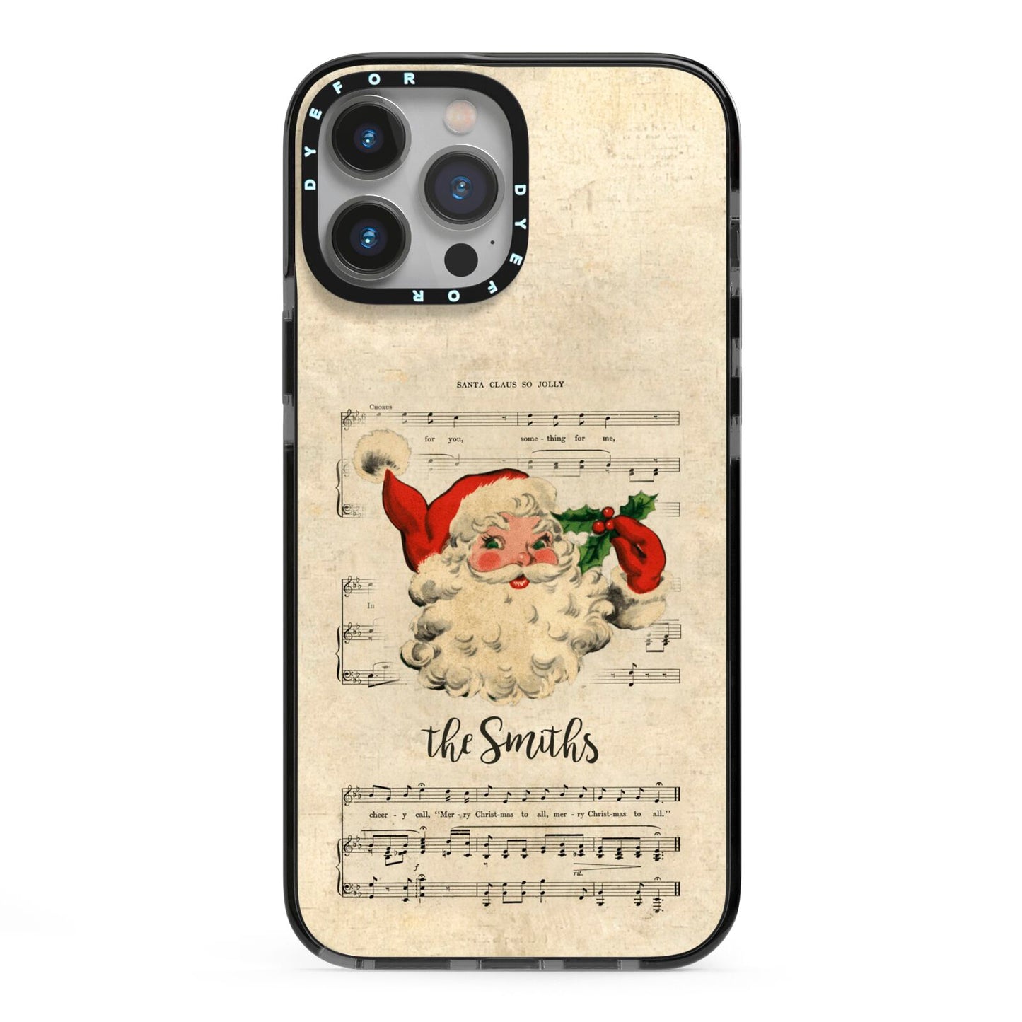 Personalised Vintage Christmas iPhone 13 Pro Max Black Impact Case on Silver phone