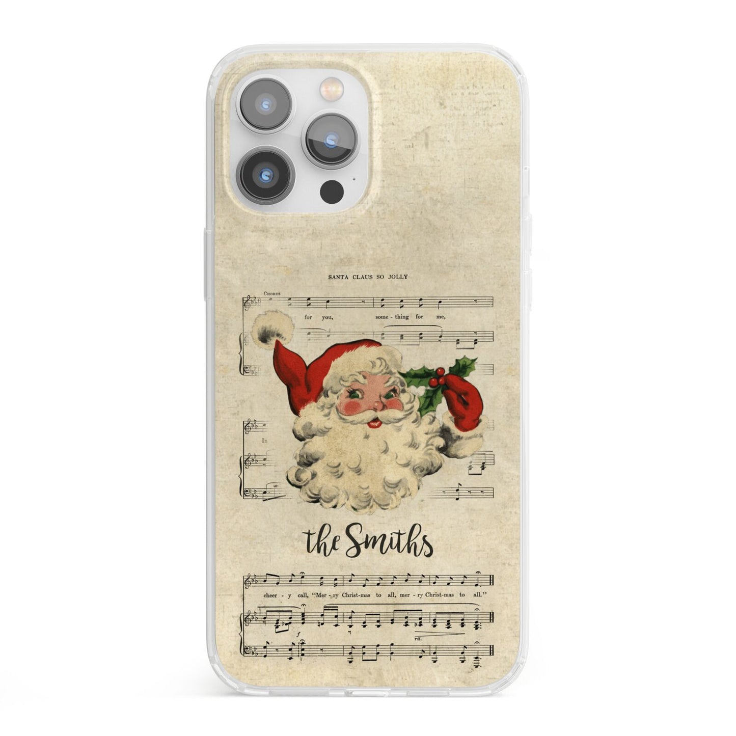 Personalised Vintage Christmas iPhone 13 Pro Max Clear Bumper Case