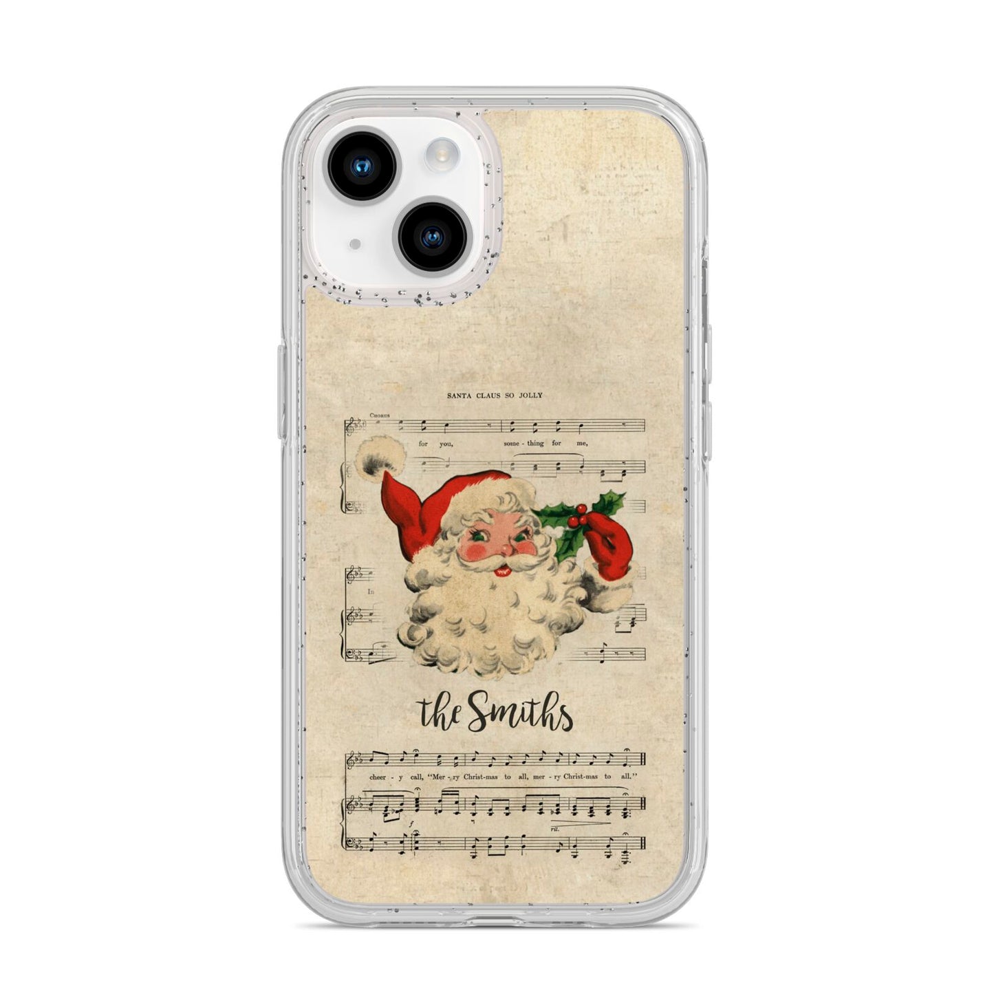 Personalised Vintage Christmas iPhone 14 Glitter Tough Case Starlight