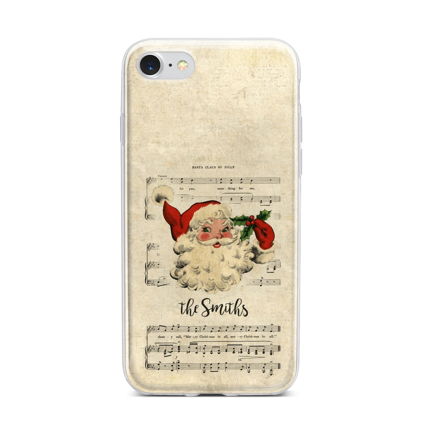 Personalised Vintage Christmas iPhone 7 Bumper Case on Silver iPhone