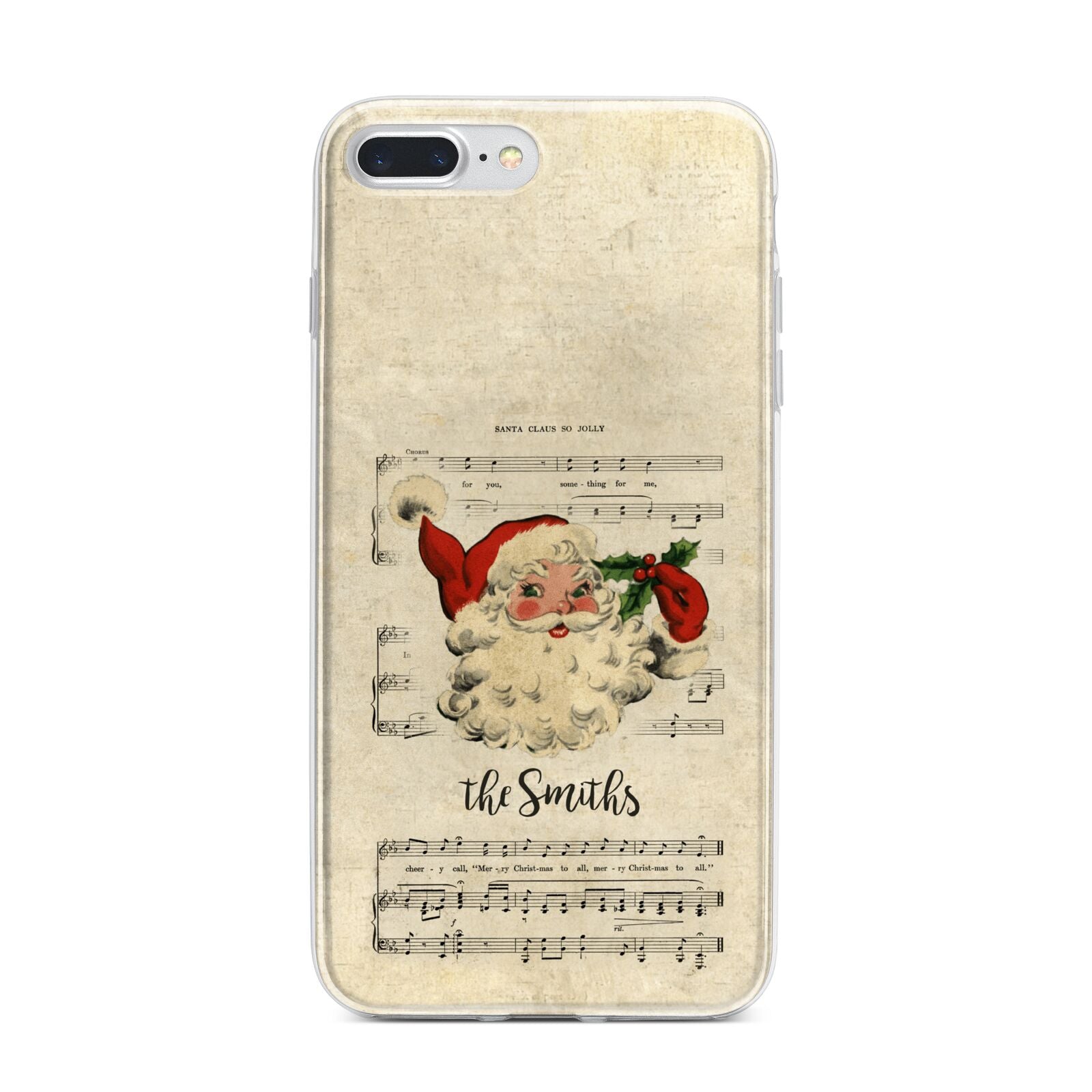 Personalised Vintage Christmas iPhone 7 Plus Bumper Case on Silver iPhone