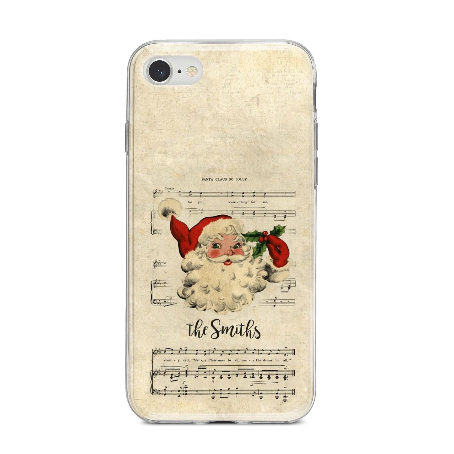 Personalised Vintage Christmas iPhone 8 Bumper Case on Silver iPhone