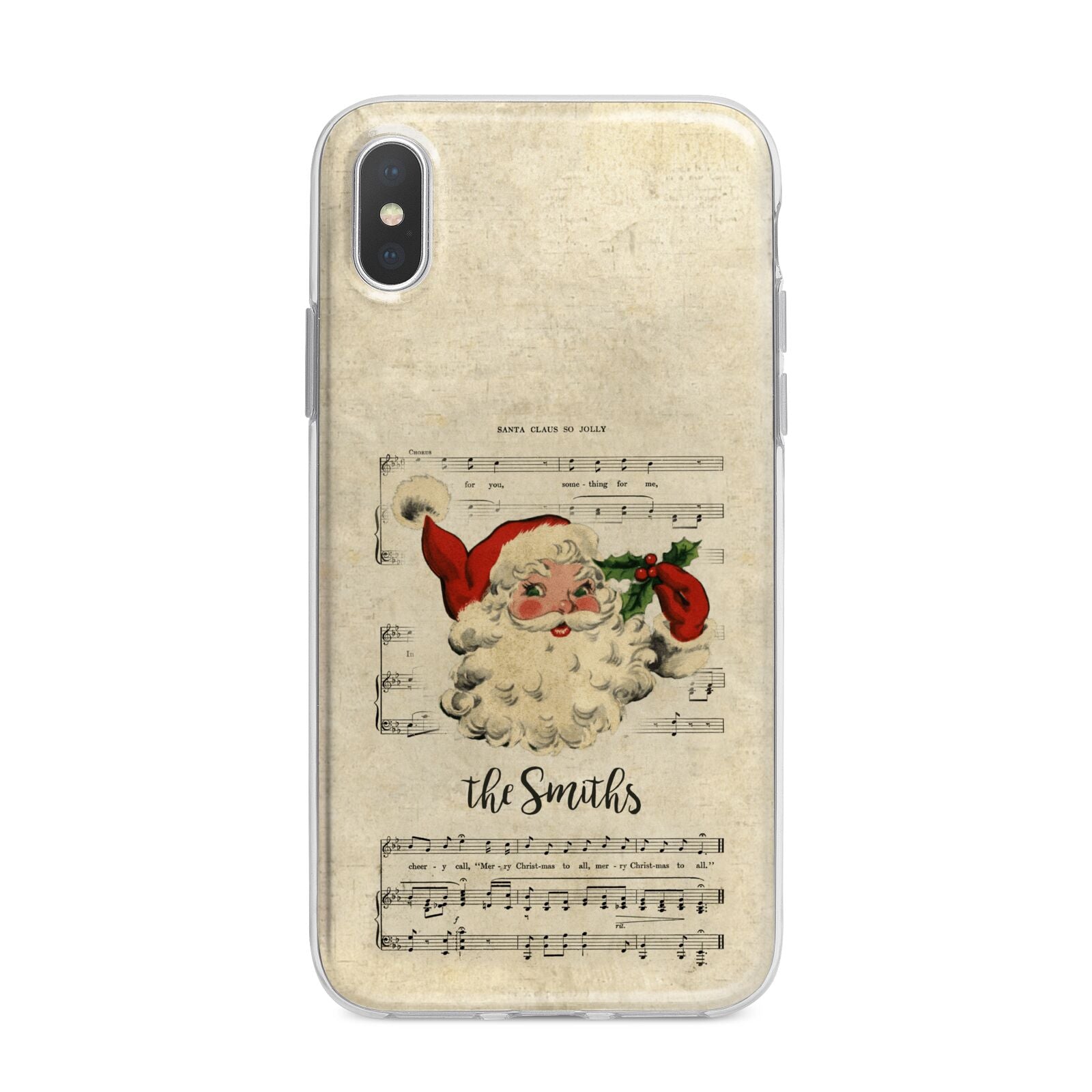 Personalised Vintage Christmas iPhone X Bumper Case on Silver iPhone Alternative Image 1