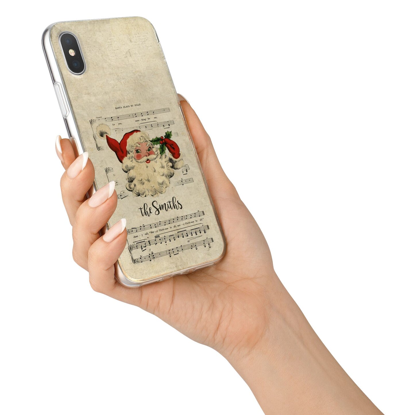 Personalised Vintage Christmas iPhone X Bumper Case on Silver iPhone Alternative Image 2