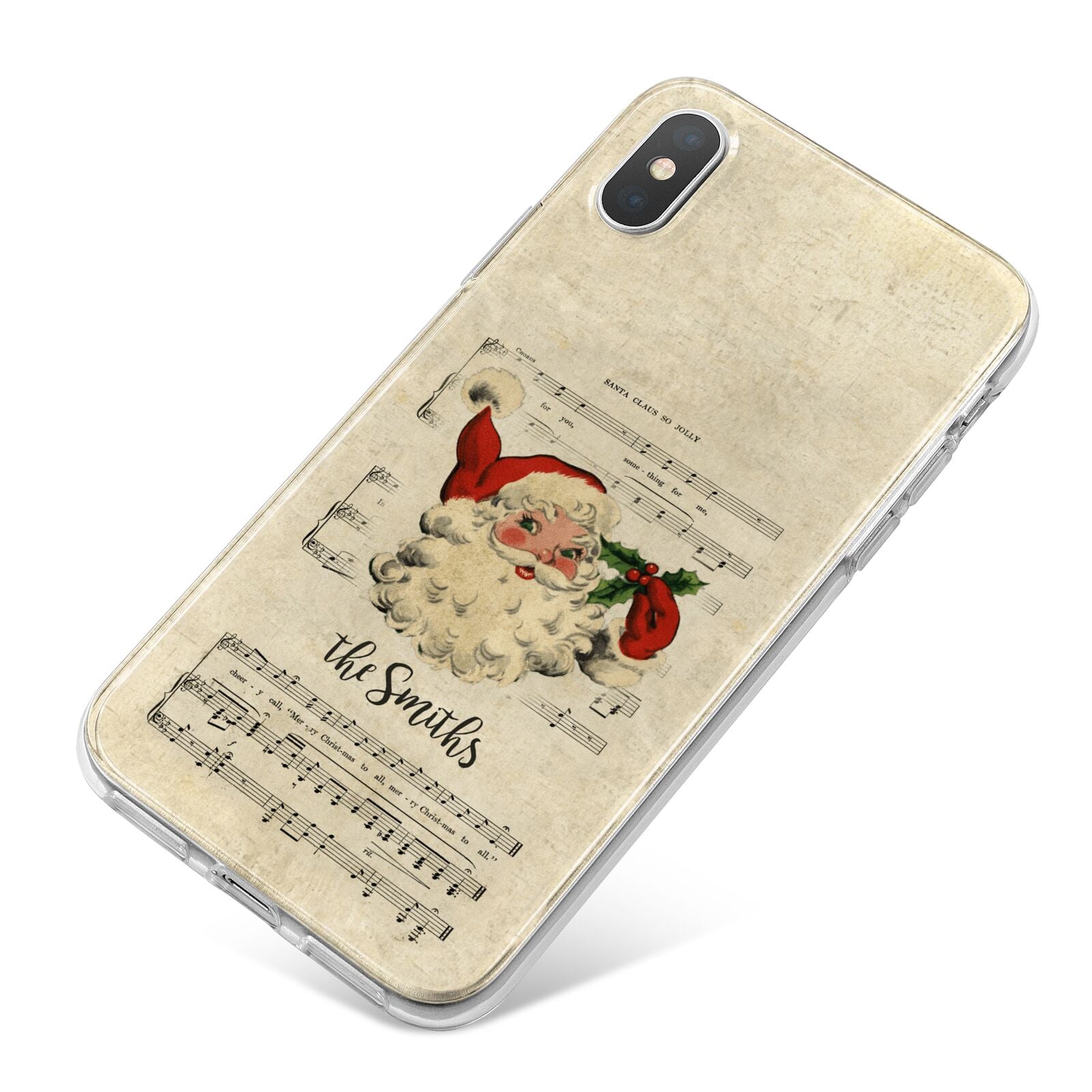 Personalised Vintage Christmas iPhone X Bumper Case on Silver iPhone