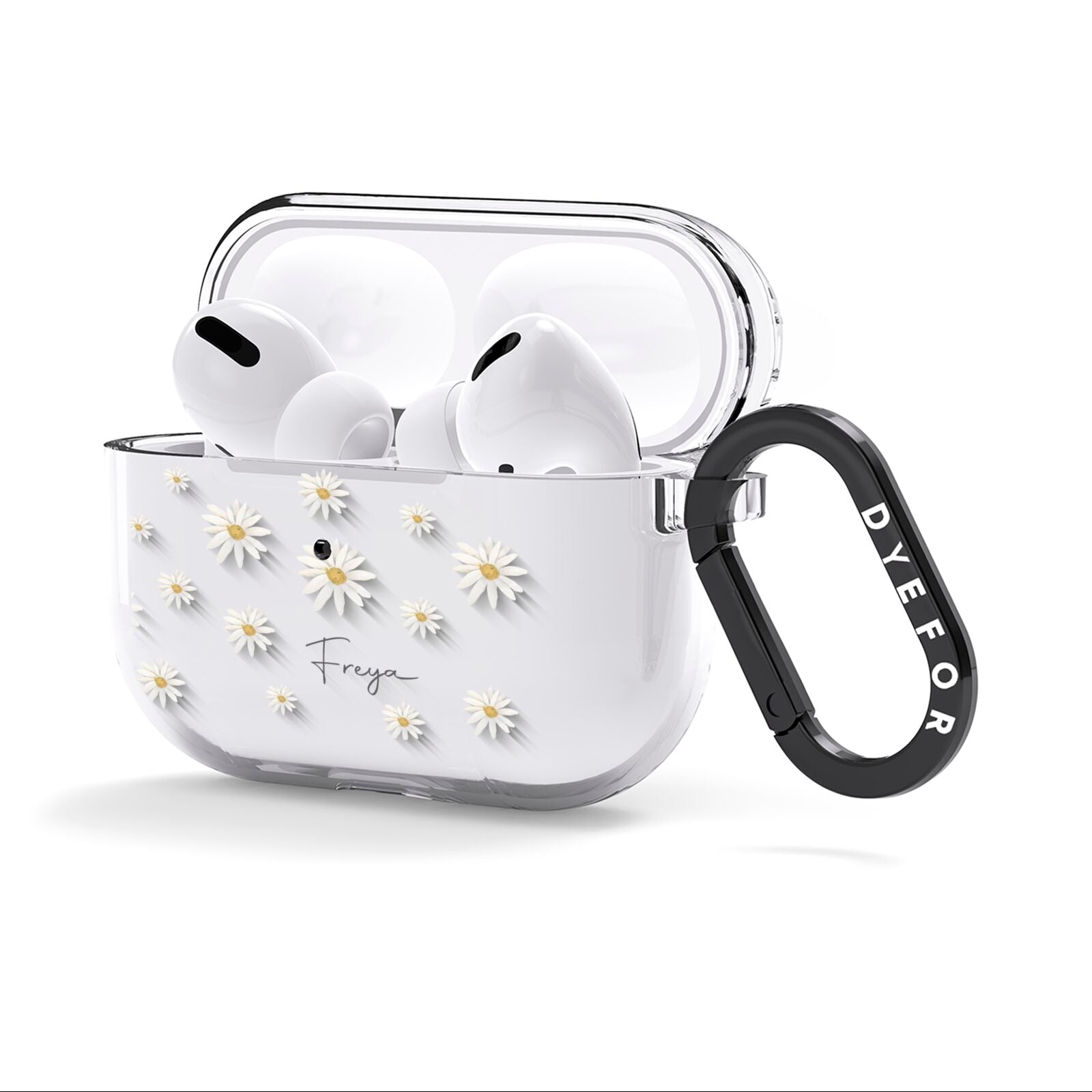 Personalised Vintage Daisy AirPods Clear Case 3rd Gen Side Image