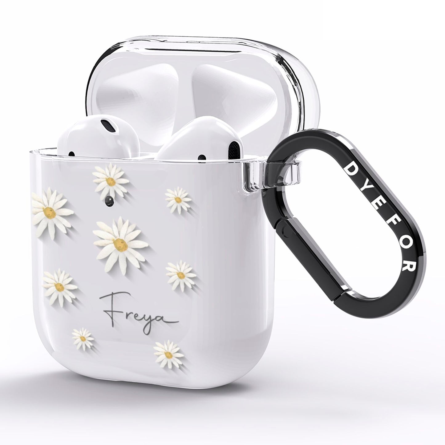 Personalised Vintage Daisy AirPods Clear Case Side Image