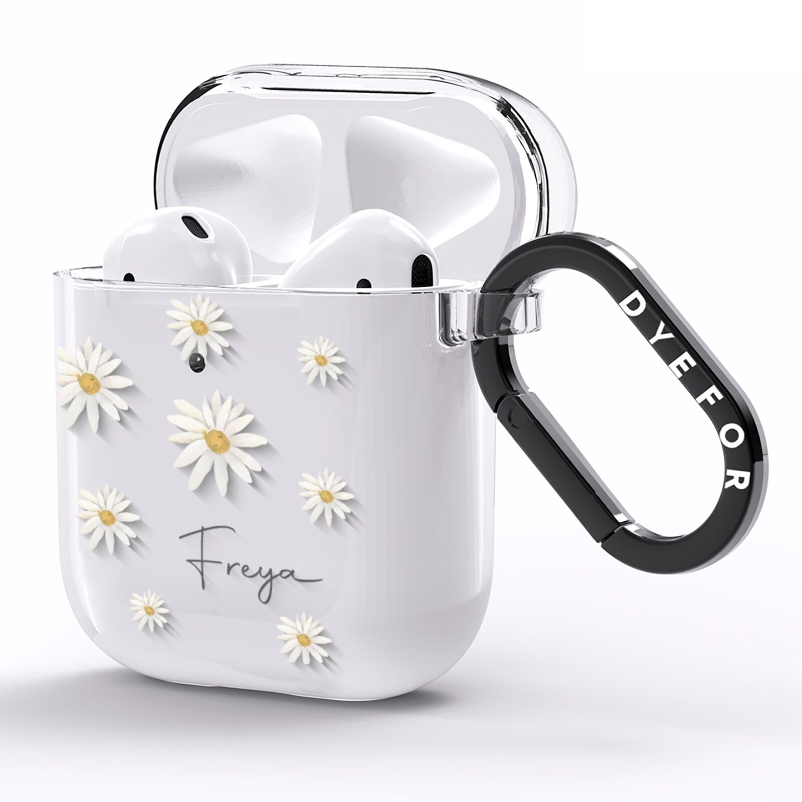 Personalised Vintage Daisy AirPods Clear Case Side Image