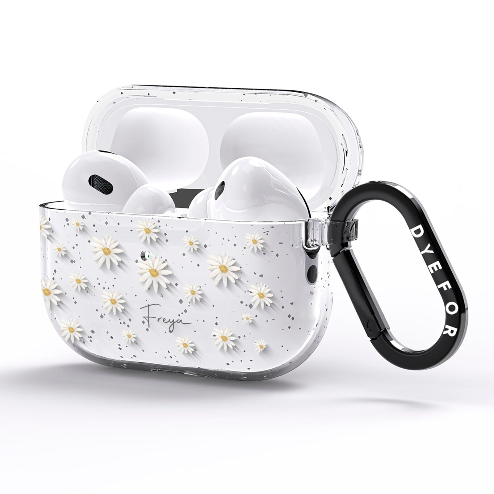 Personalised Vintage Daisy AirPods Pro Glitter Case Side Image