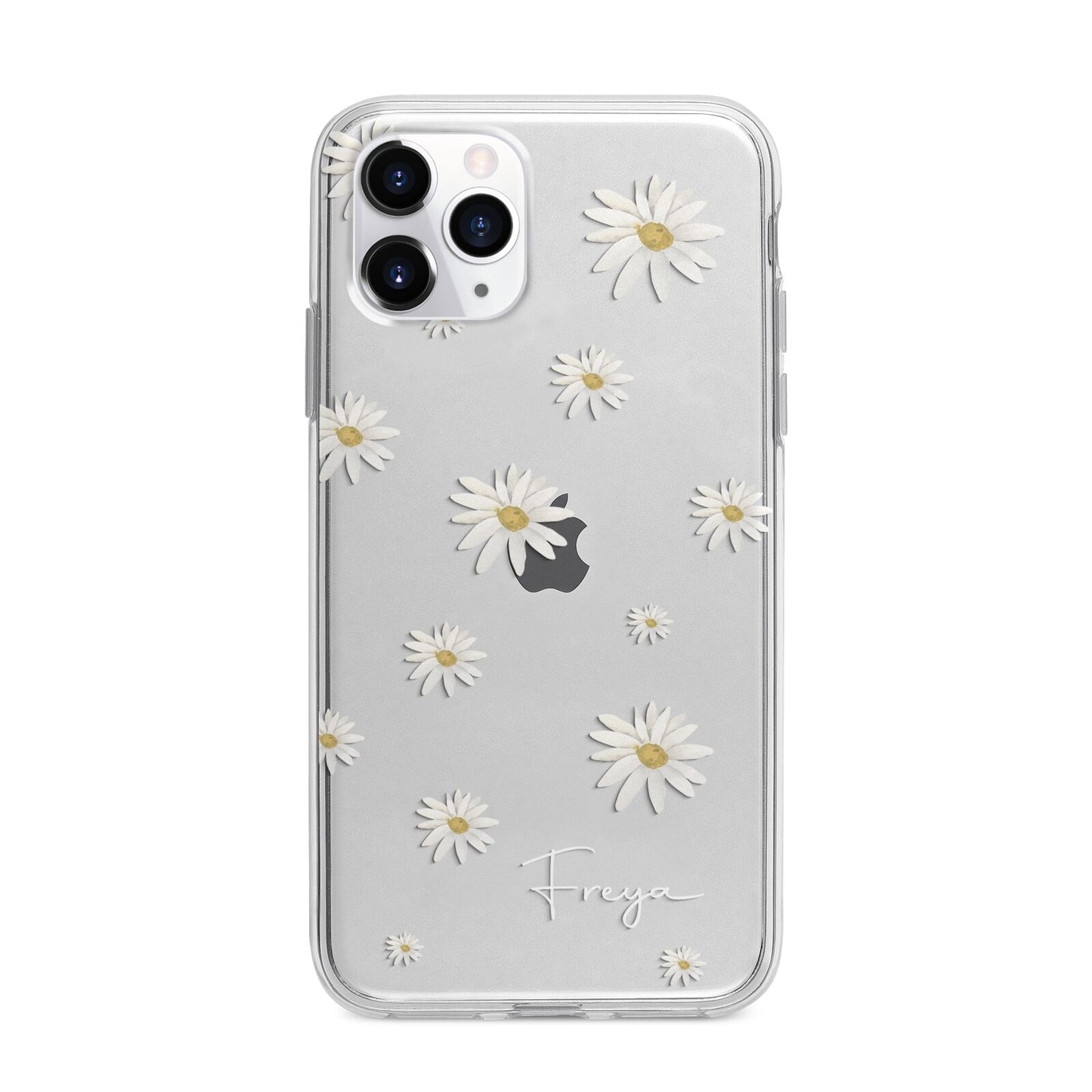 Personalised Vintage Daisy Apple iPhone 11 Pro Max in Silver with Bumper Case