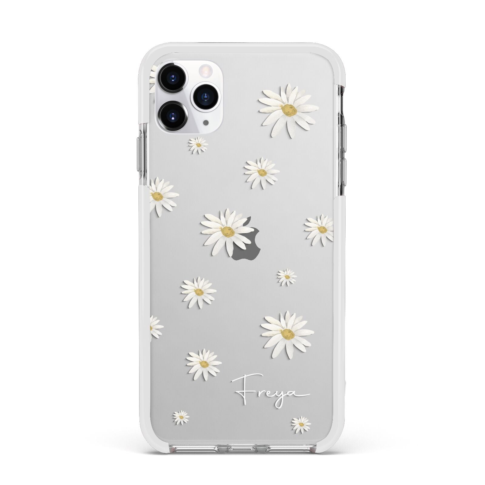Personalised Vintage Daisy Apple iPhone 11 Pro Max in Silver with White Impact Case