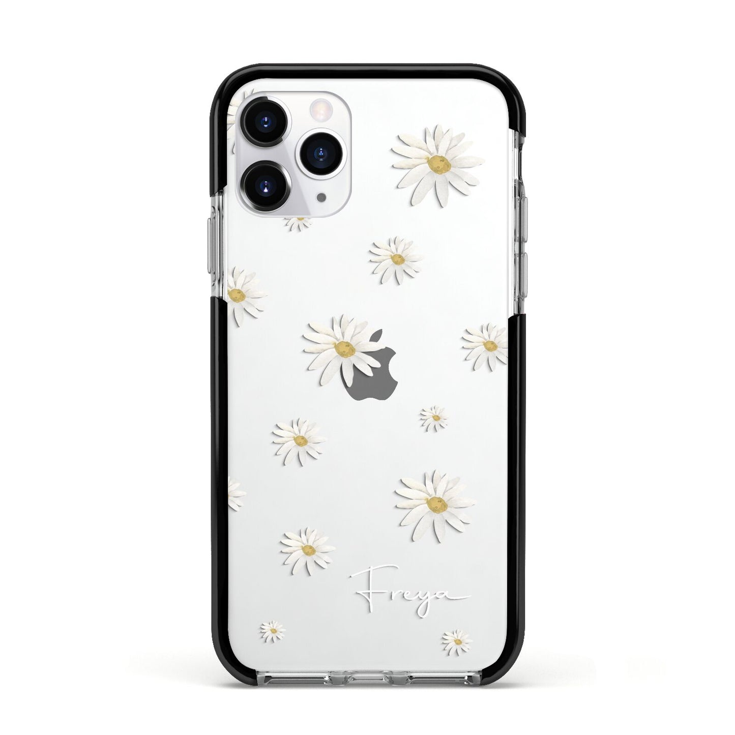 Personalised Vintage Daisy Apple iPhone 11 Pro in Silver with Black Impact Case