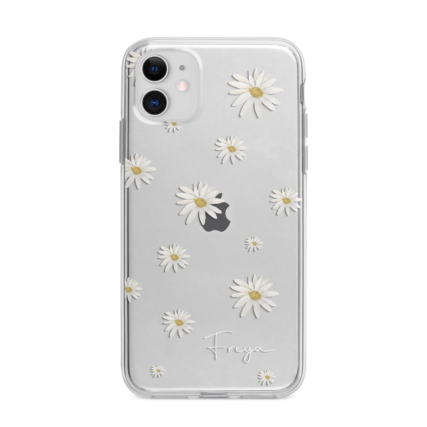 Personalised Vintage Daisy Apple iPhone 11 in White with Bumper Case