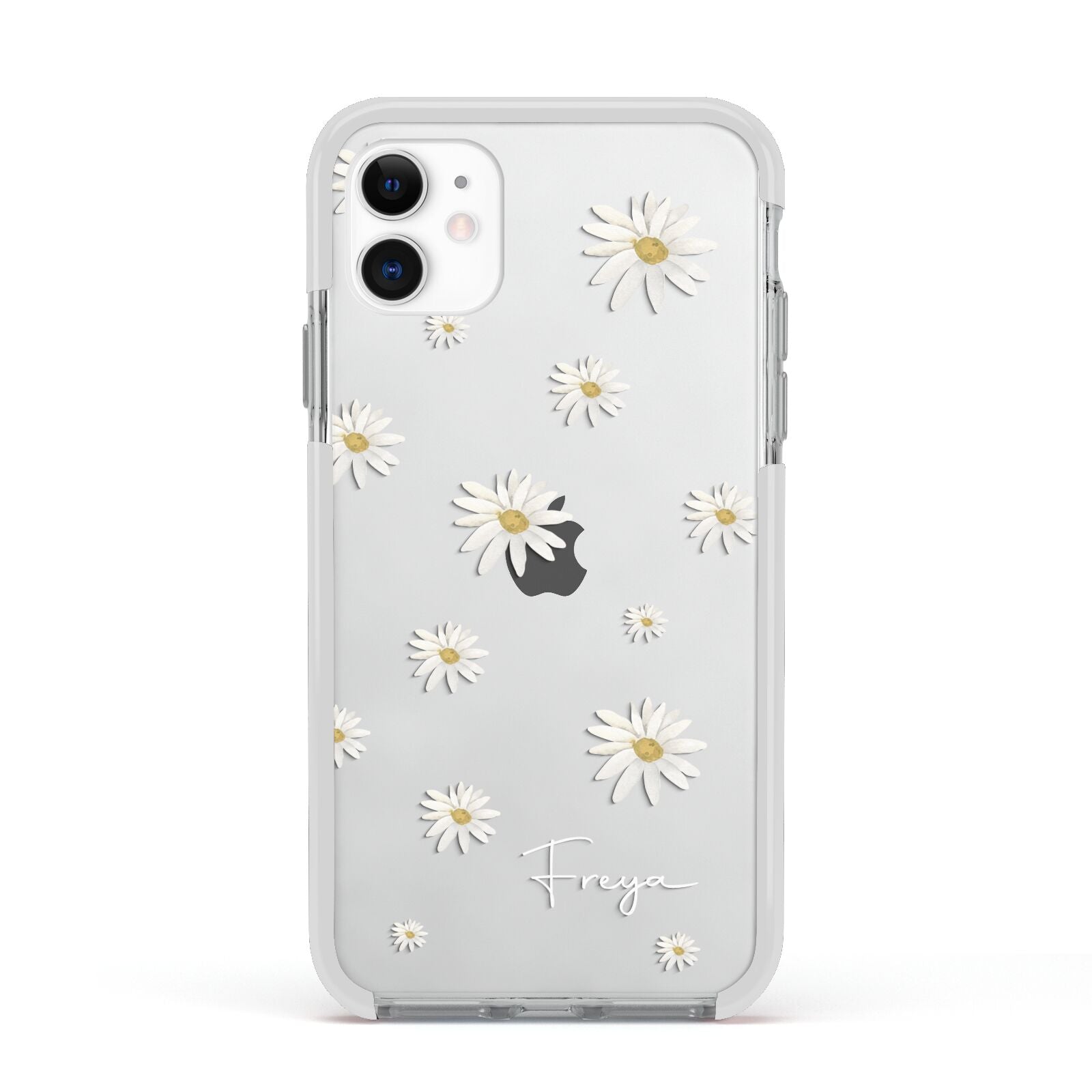 Personalised Vintage Daisy Apple iPhone 11 in White with White Impact Case