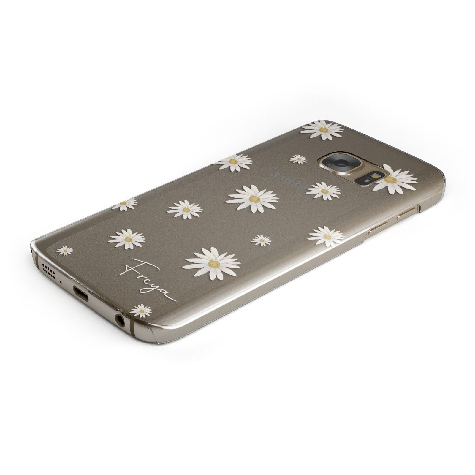 Personalised Vintage Daisy Protective Samsung Galaxy Case Angled Image