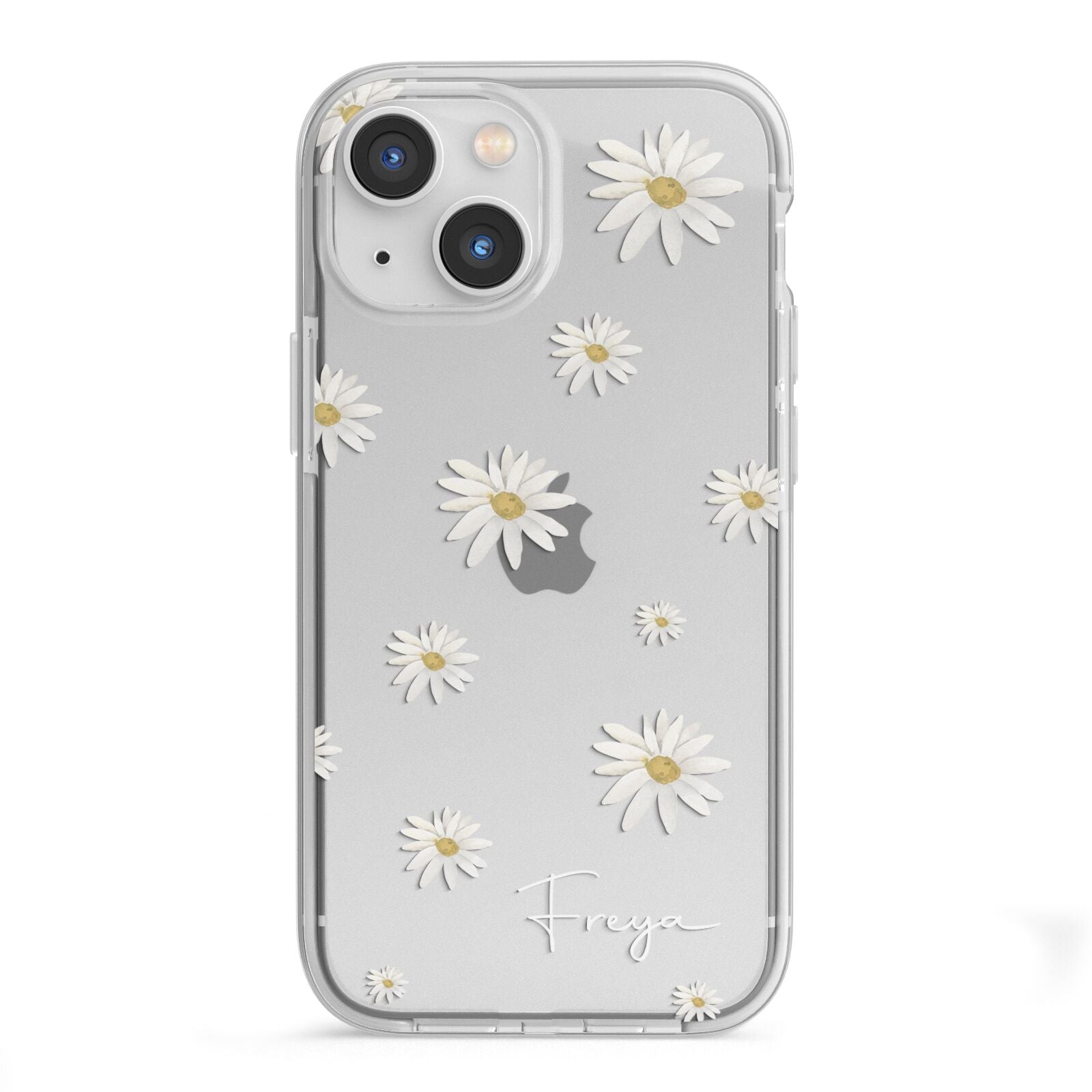 Personalised Vintage Daisy iPhone 13 Mini TPU Impact Case with White Edges
