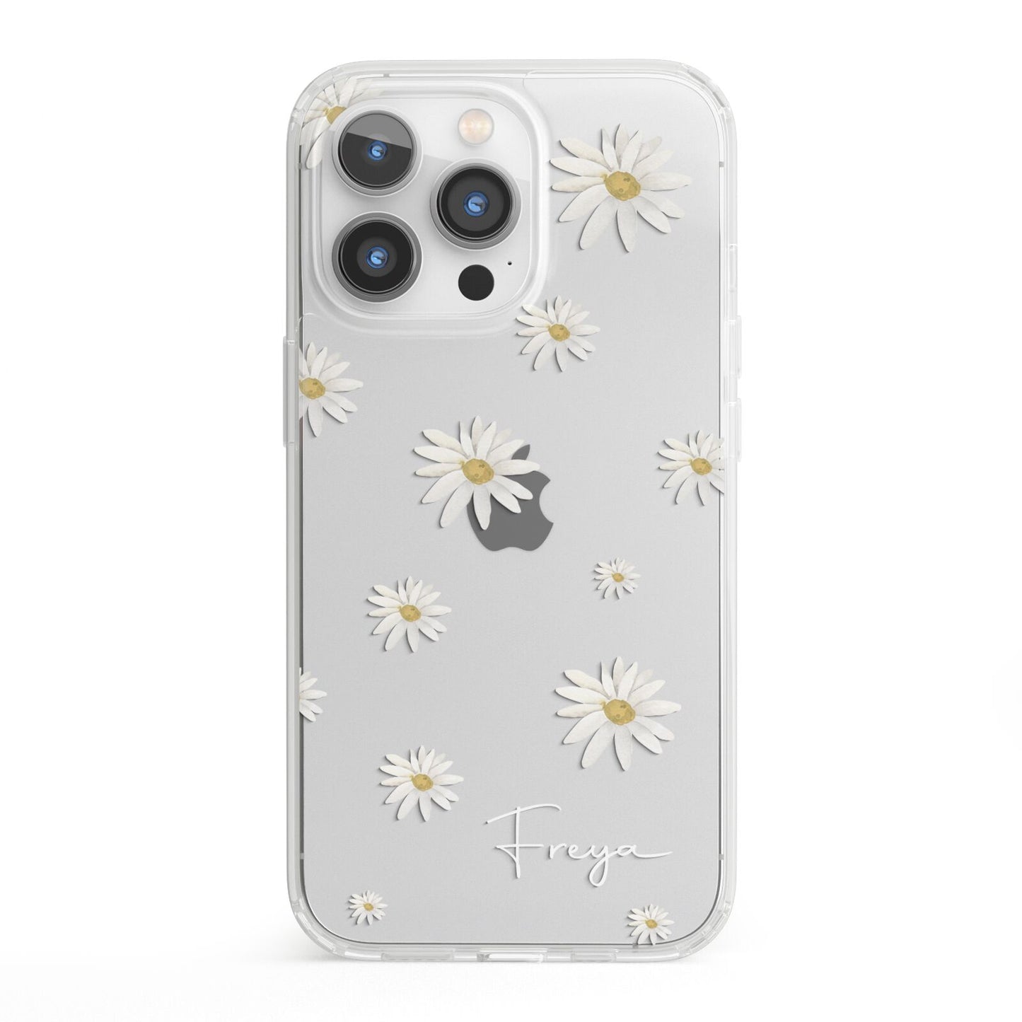Personalised Vintage Daisy iPhone 13 Pro Clear Bumper Case