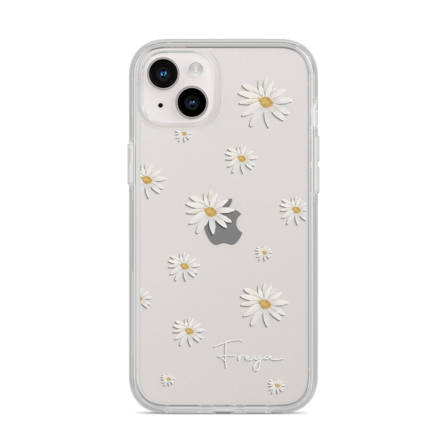 Personalised Vintage Daisy iPhone 14 Plus Clear Tough Case Starlight