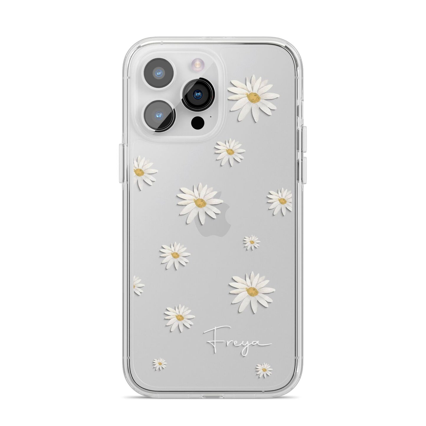 Personalised Vintage Daisy iPhone 14 Pro Max Clear Tough Case Silver