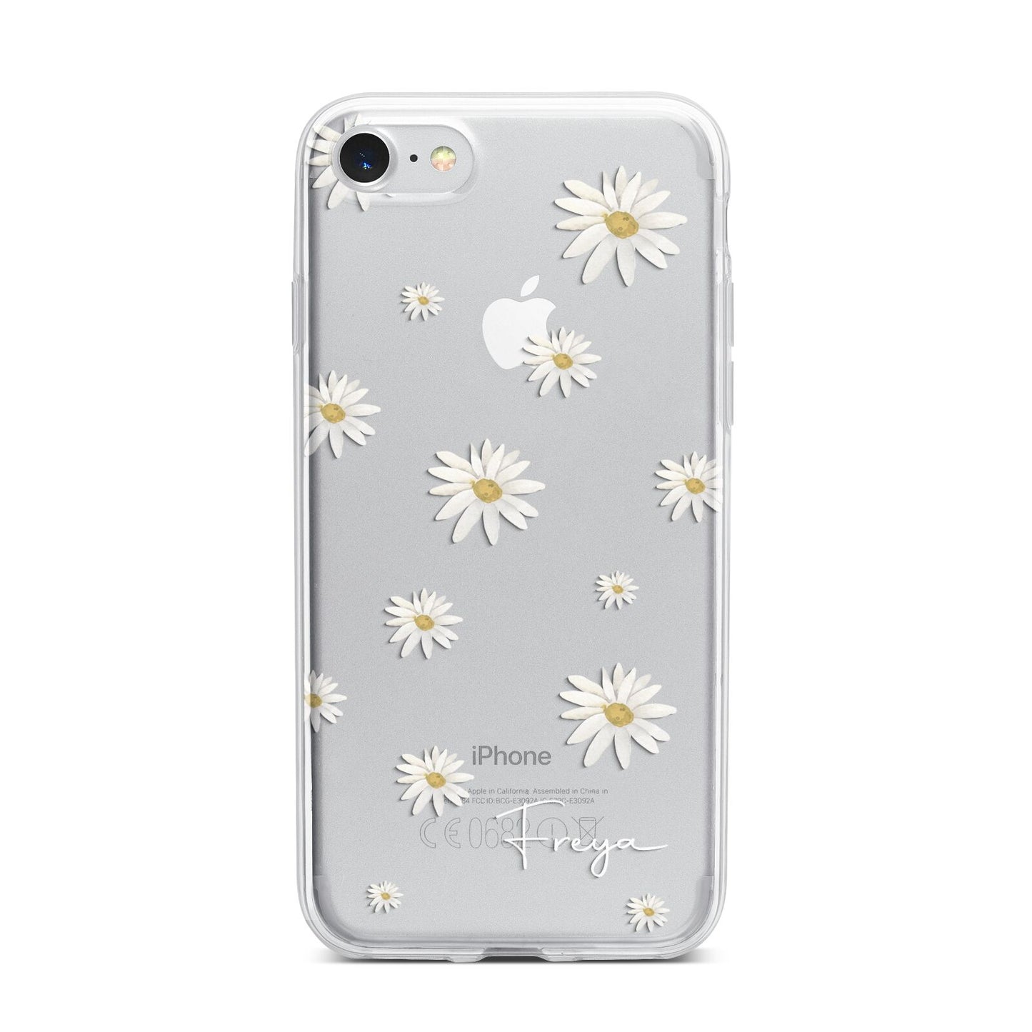 Personalised Vintage Daisy iPhone 7 Bumper Case on Silver iPhone