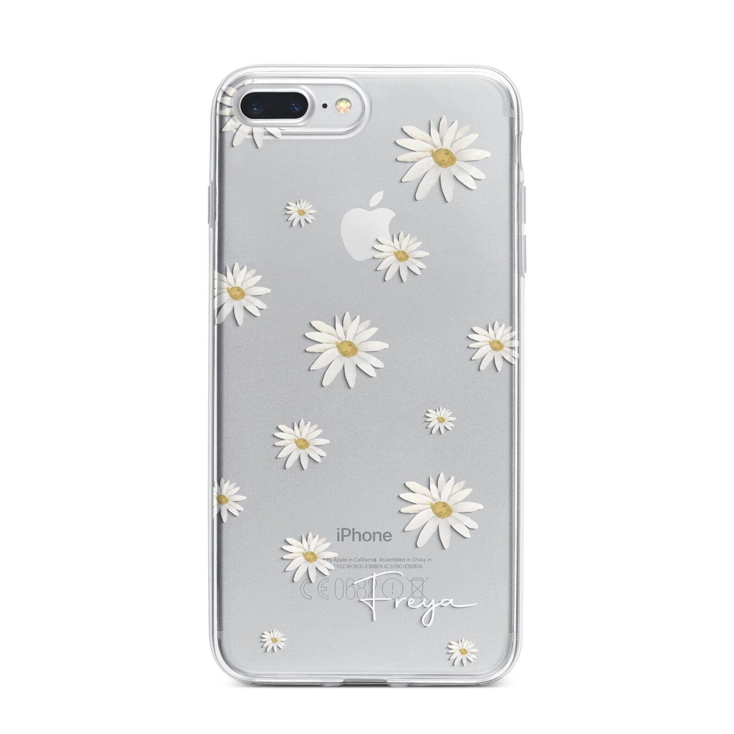 Personalised Vintage Daisy iPhone 7 Plus Bumper Case on Silver iPhone