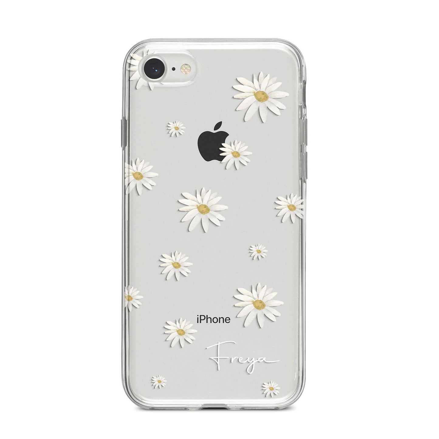 Personalised Vintage Daisy iPhone 8 Bumper Case on Silver iPhone