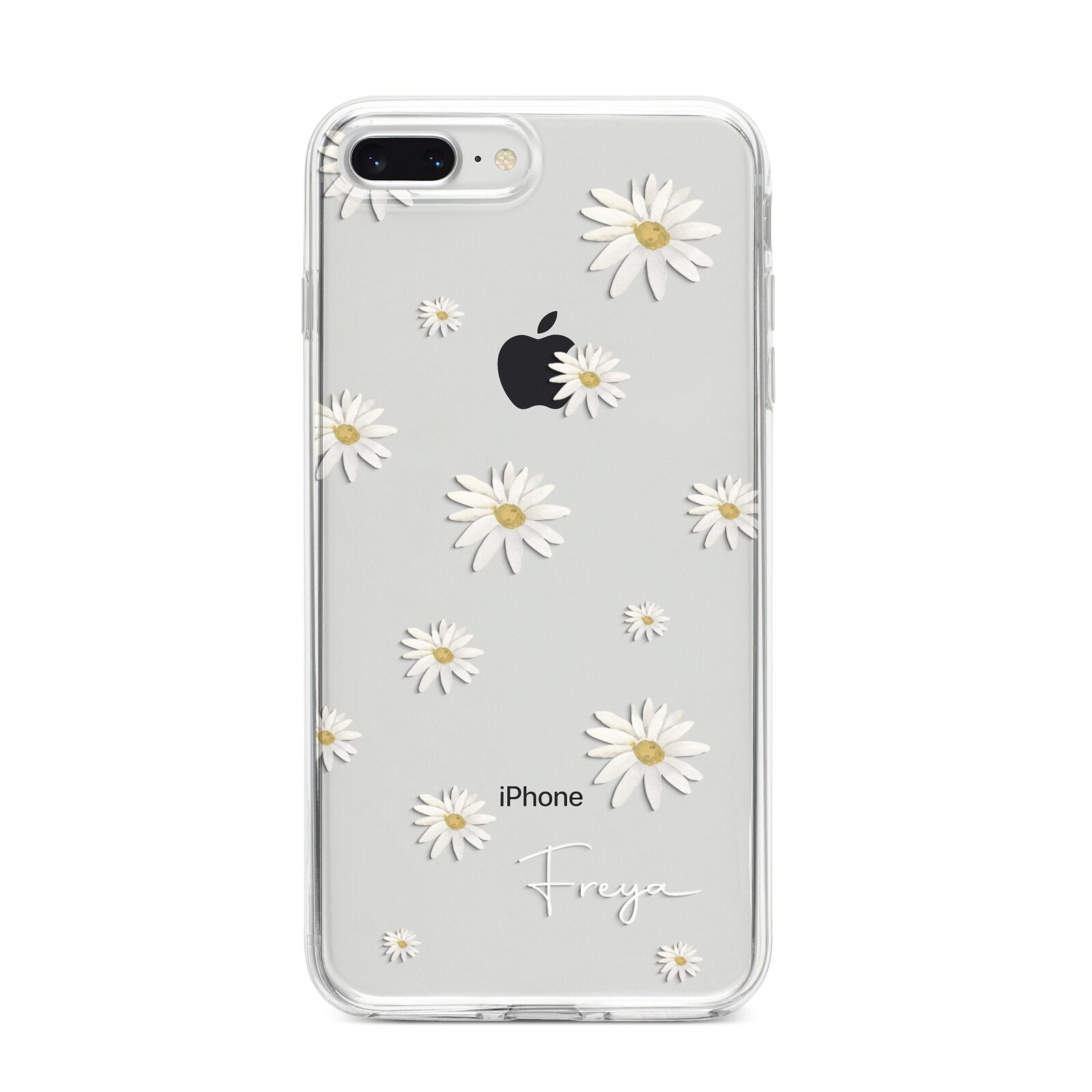 Personalised Vintage Daisy iPhone 8 Plus Bumper Case on Silver iPhone
