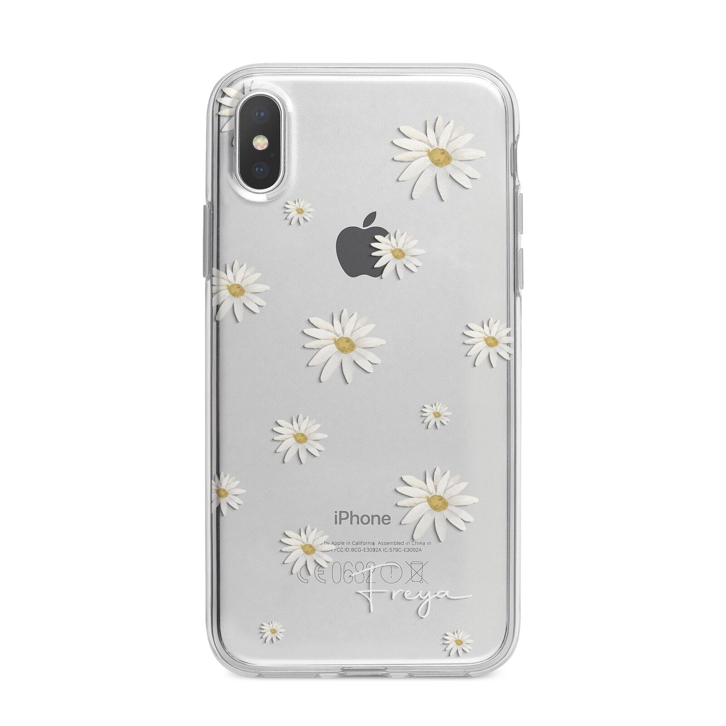 Personalised Vintage Daisy iPhone X Bumper Case on Silver iPhone Alternative Image 1