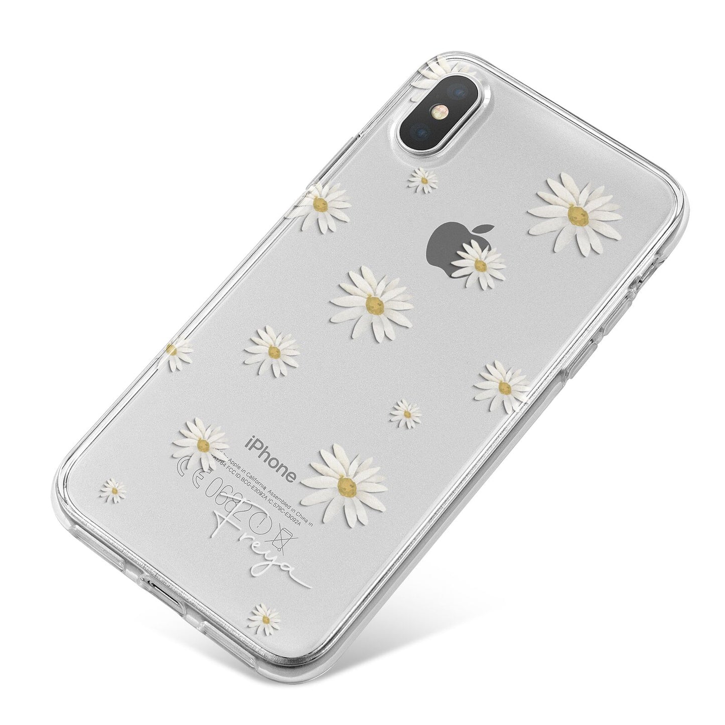 Personalised Vintage Daisy iPhone X Bumper Case on Silver iPhone