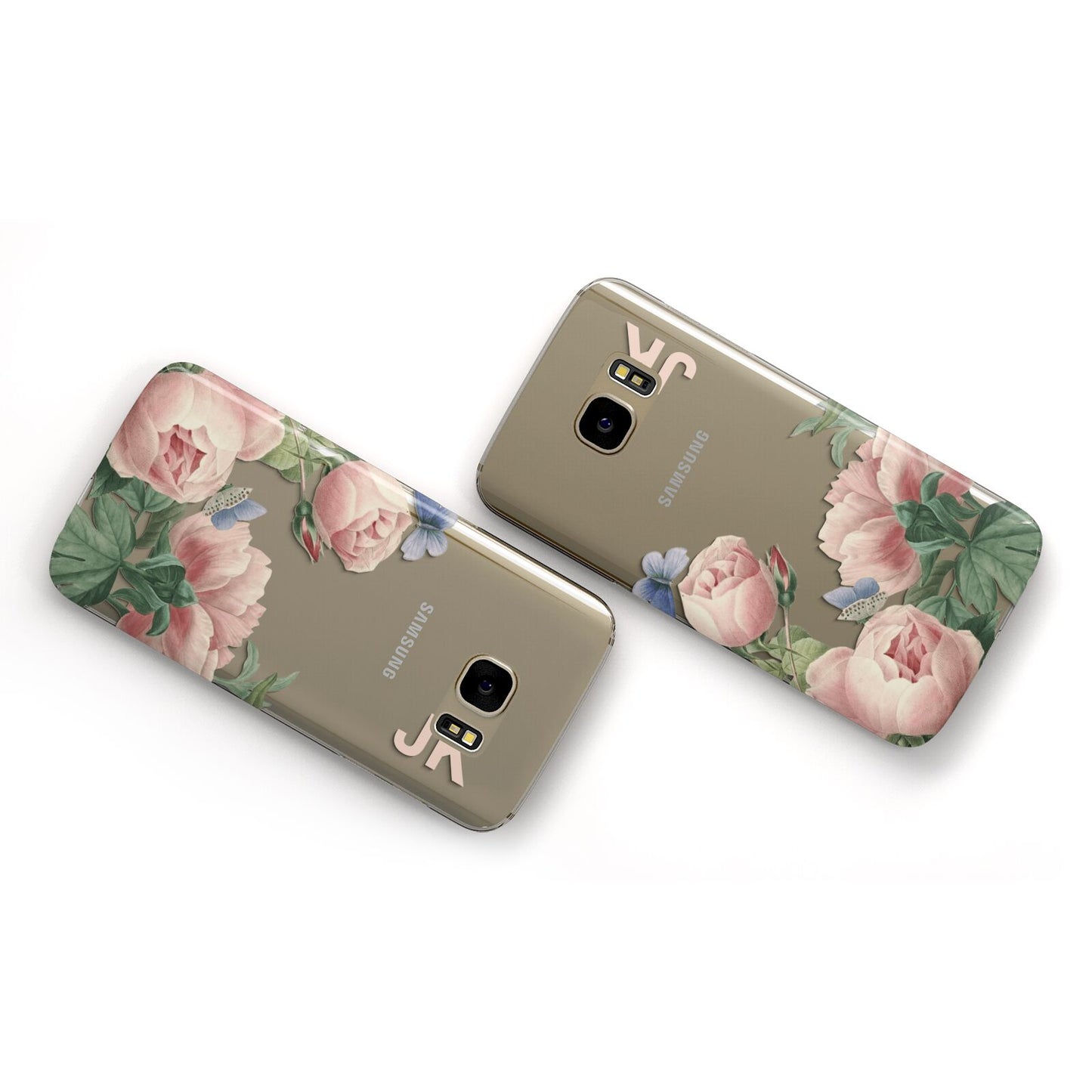 Personalised Vintage Flowers Samsung Galaxy Case Flat Overview