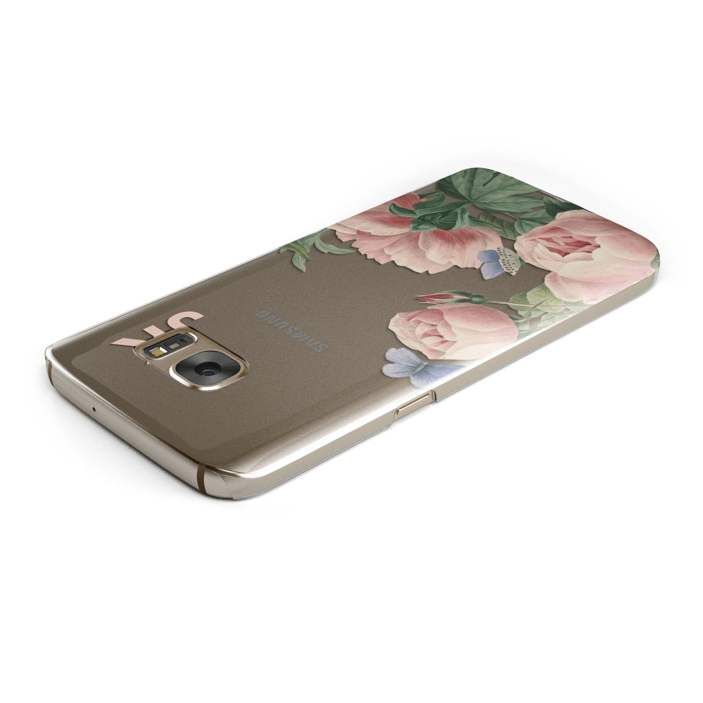 Personalised Vintage Flowers Samsung Galaxy Case Top Cutout