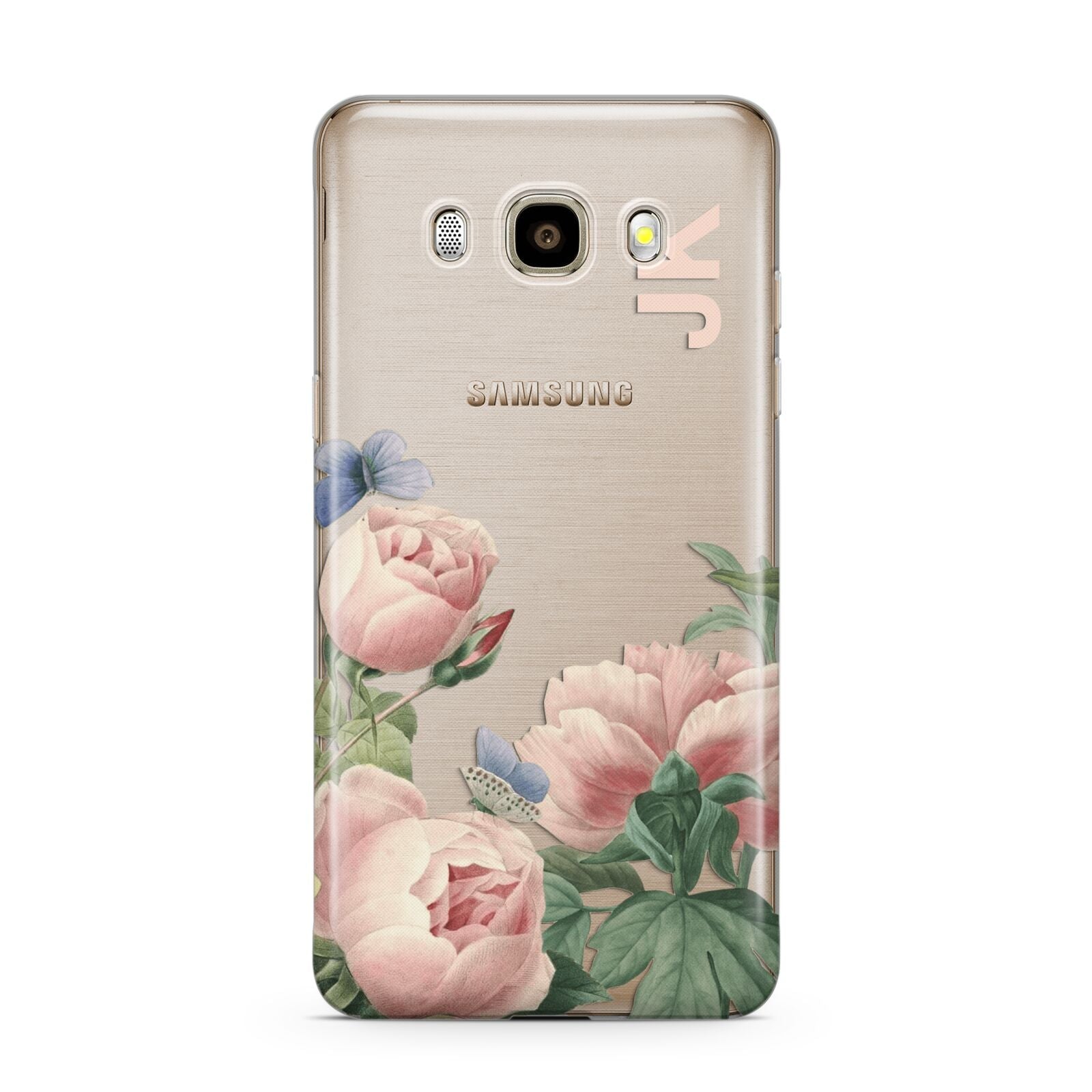 Personalised Vintage Flowers Samsung Galaxy J7 2016 Case on gold phone