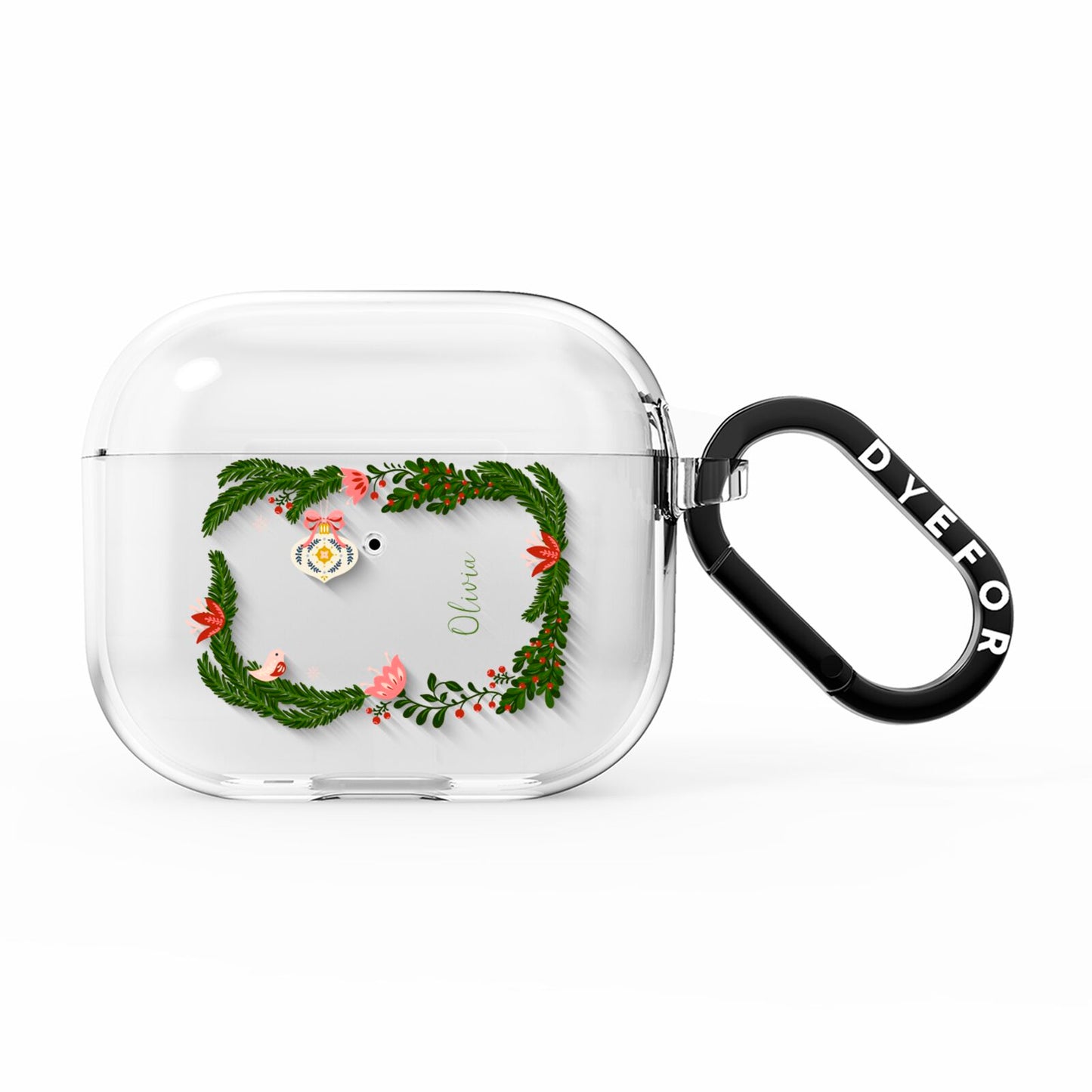 Personalised Vintage Foliage Christmas AirPods Clear Case 3rd Gen