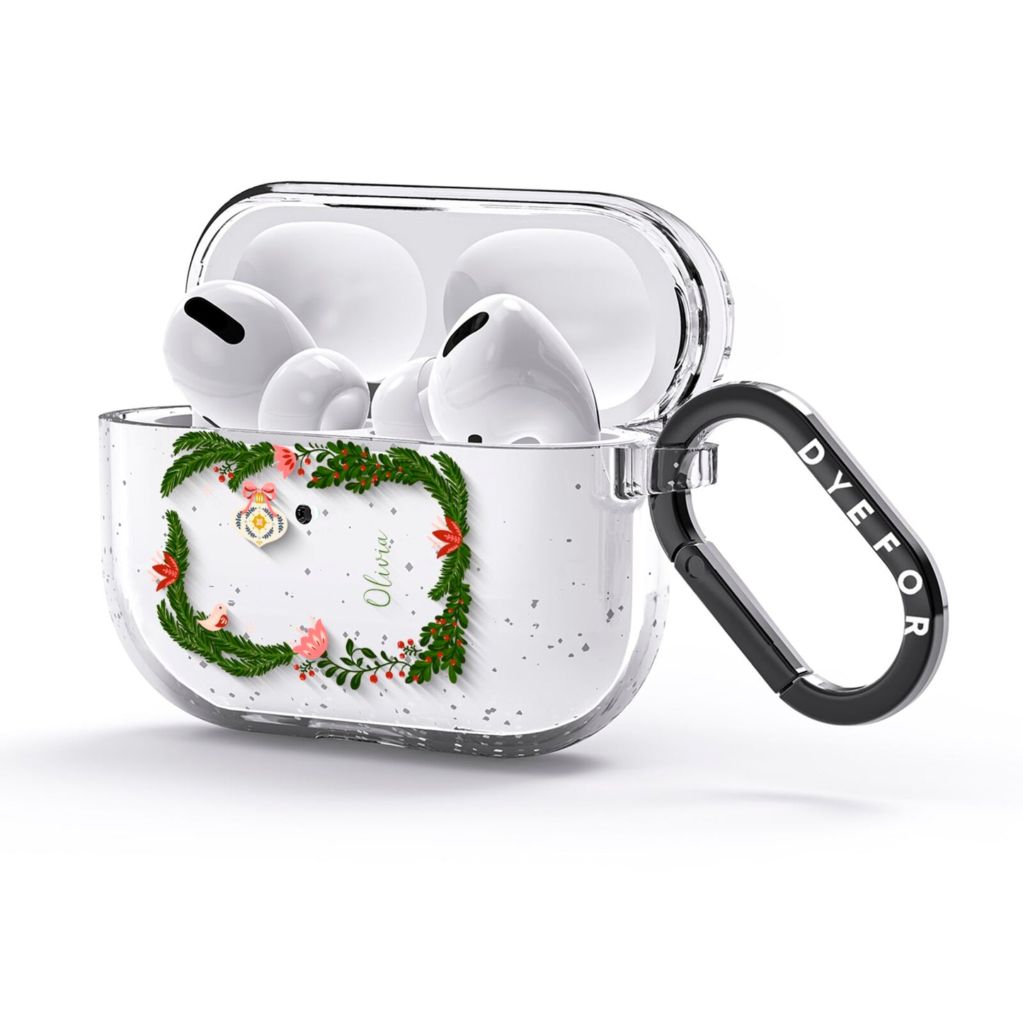 Personalised Vintage Foliage Christmas AirPods Glitter Case 3rd Gen Side Image