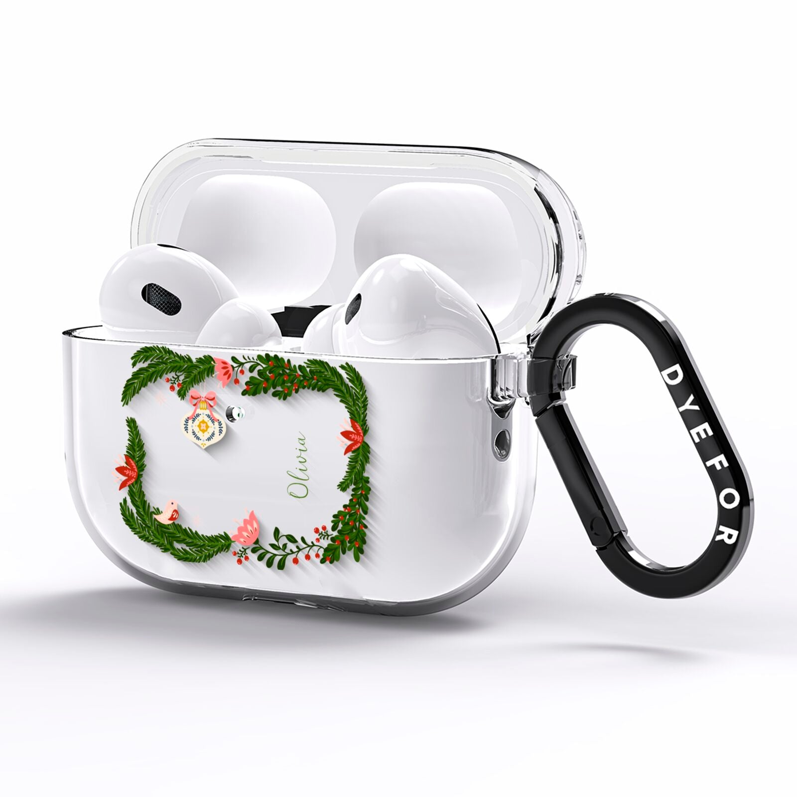 Personalised Vintage Foliage Christmas AirPods Pro Clear Case Side Image
